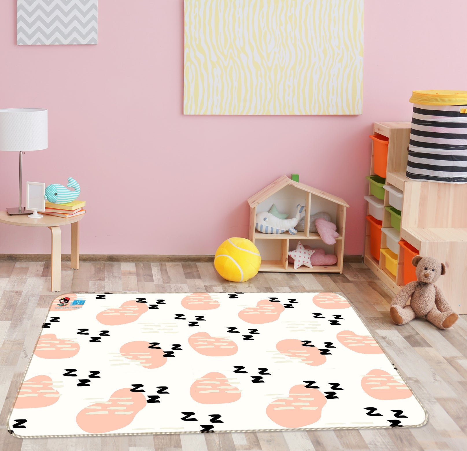 3D Pink Round Black White Pattern 107142 Kashmira Jayaprakash Rug Non Slip Rug Mat