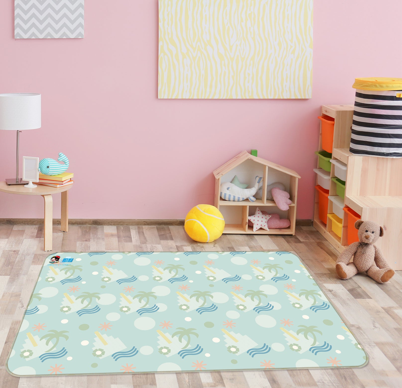 3D Coconut Tree Ripple Pattern 9889 Kasumi Loffler Rug Non Slip Rug Mat