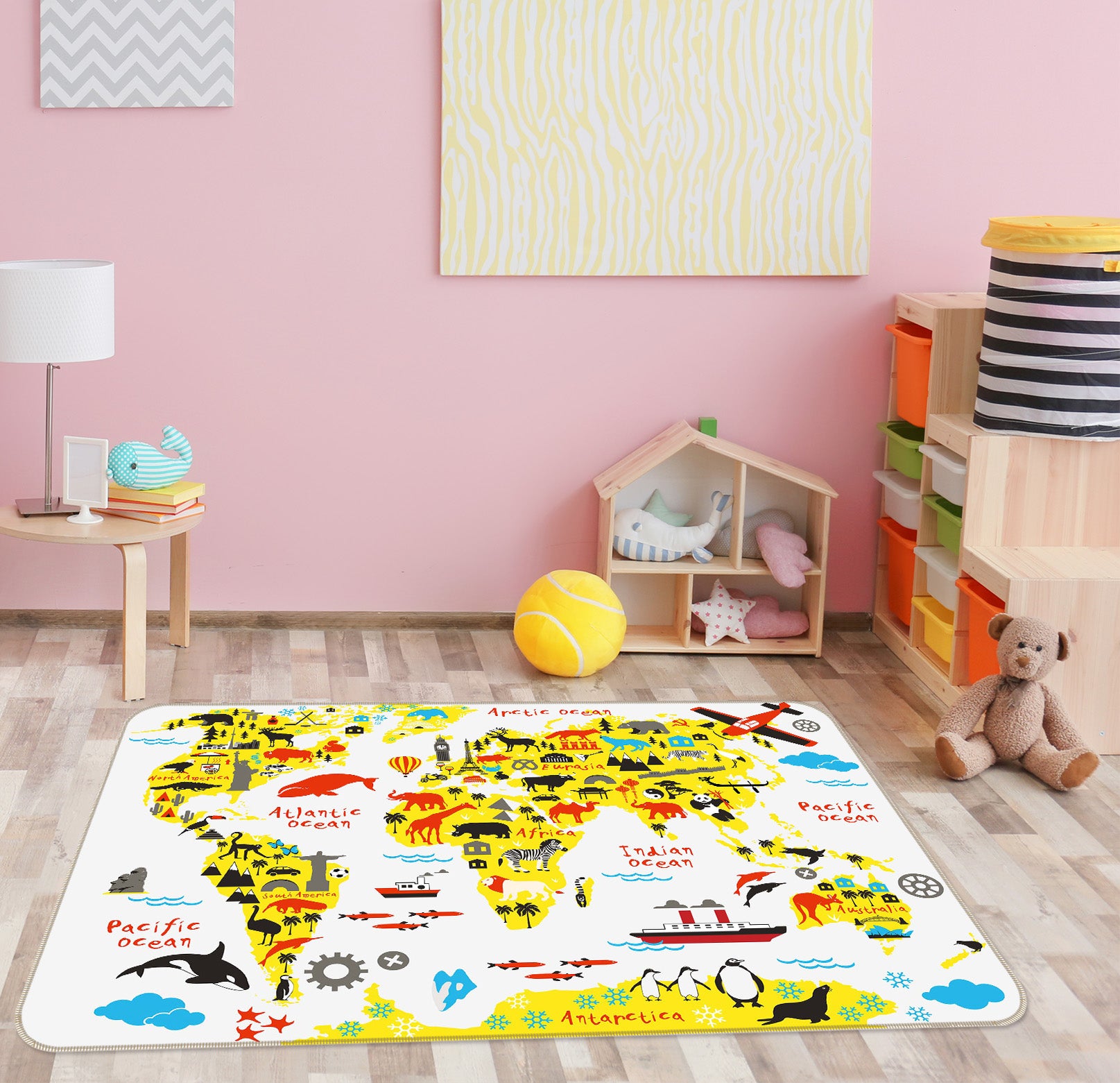 3D Color Country 235 World Map Non Slip Rug Mat