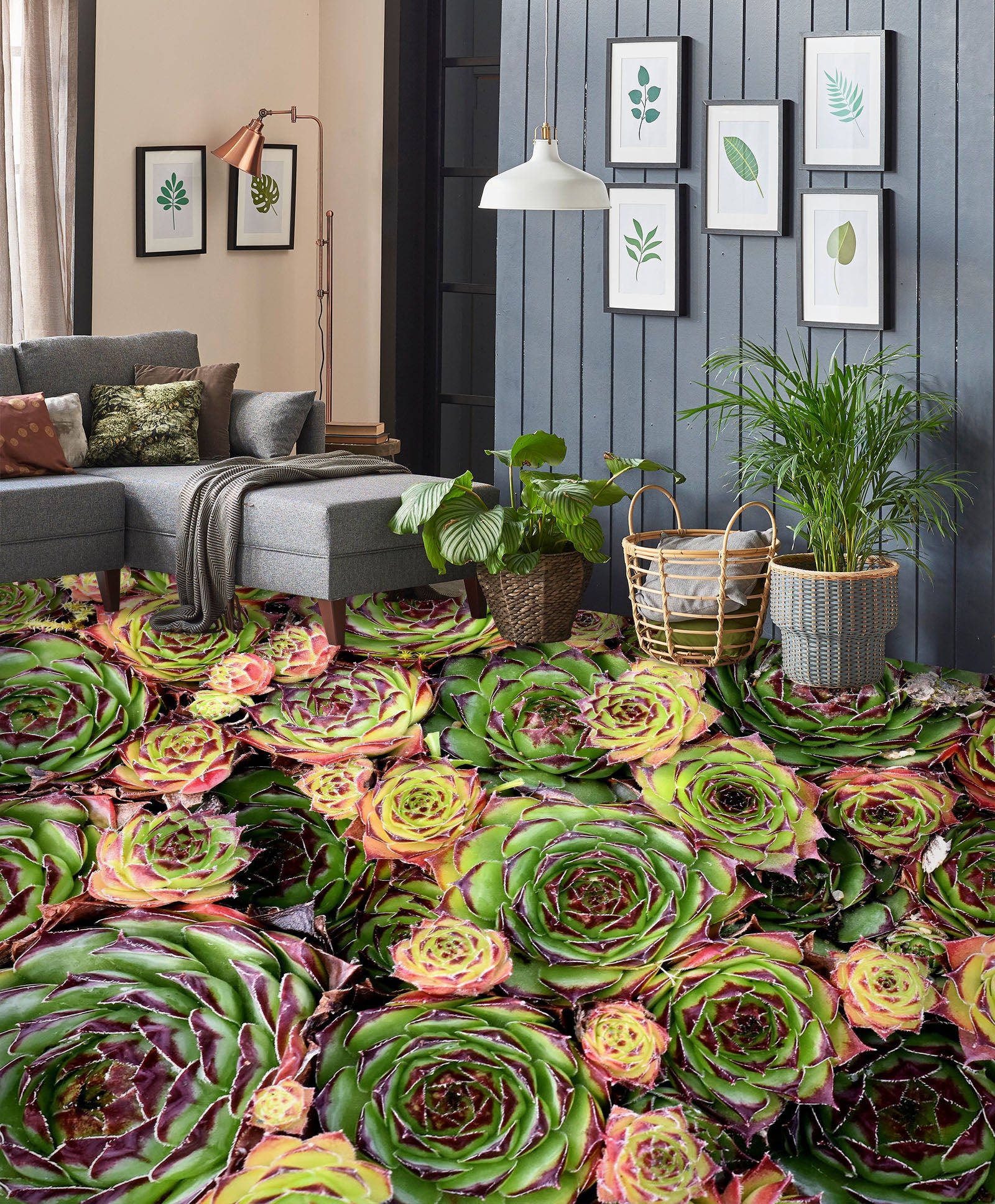 3D Lush Succulent Flowers 374 Floor Mural  Wallpaper Murals Rug & Mat Print Epoxy waterproof bath floor