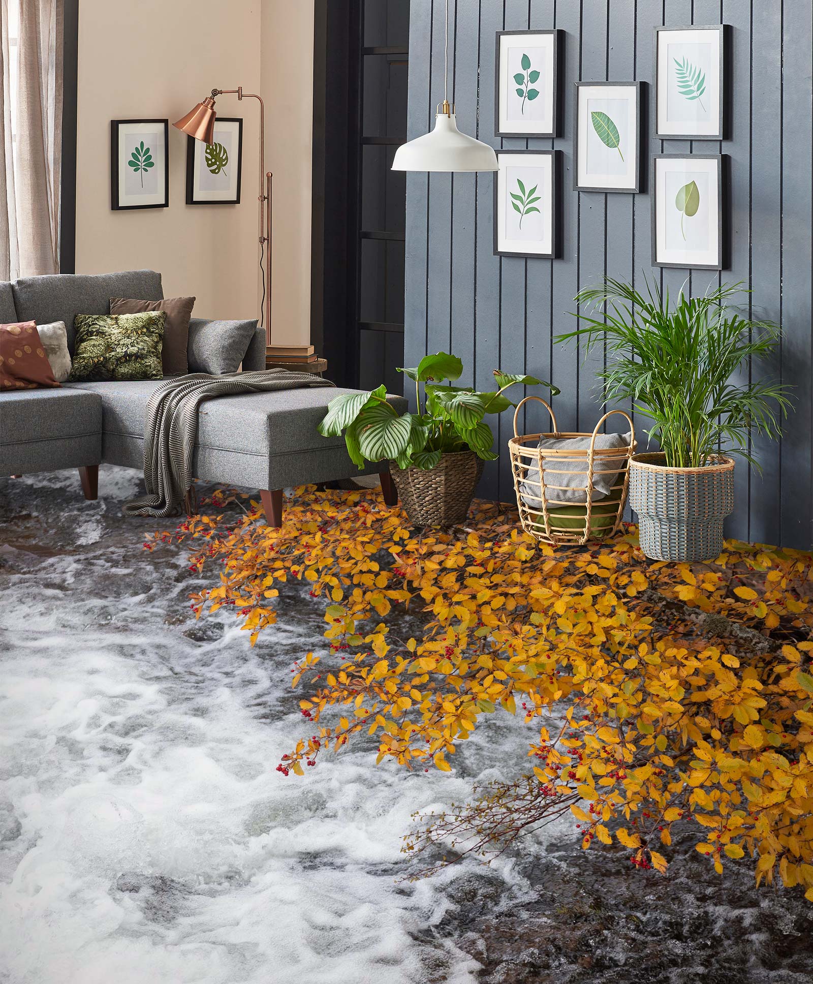 3D Fallen Leaves On Water 1075 Floor Mural  Wallpaper Murals Self-Adhesive Removable Print Epoxy