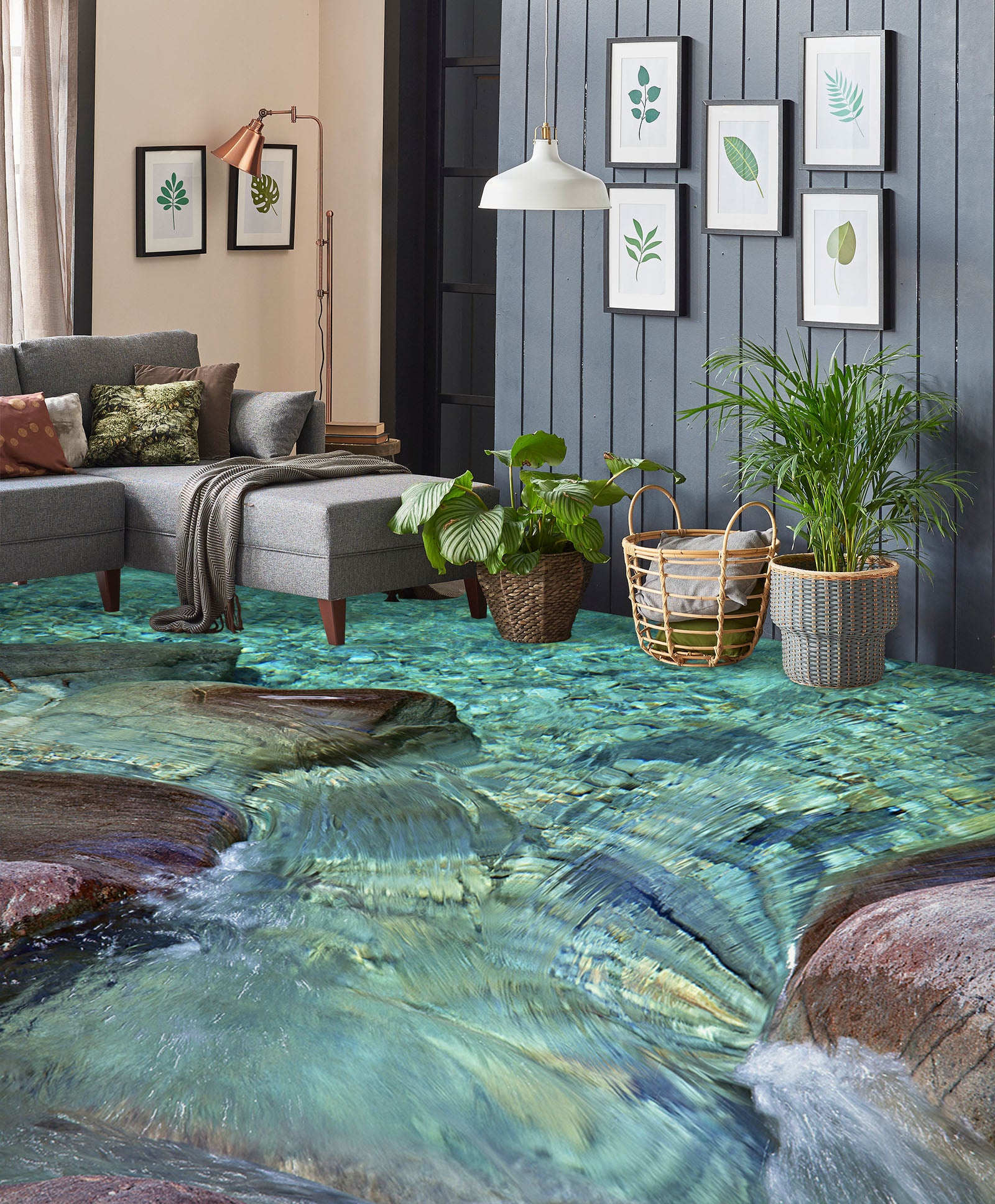 3D Light Green Water Dream 1408 Floor Mural  Wallpaper Murals Self-Adhesive Removable Print Epoxy