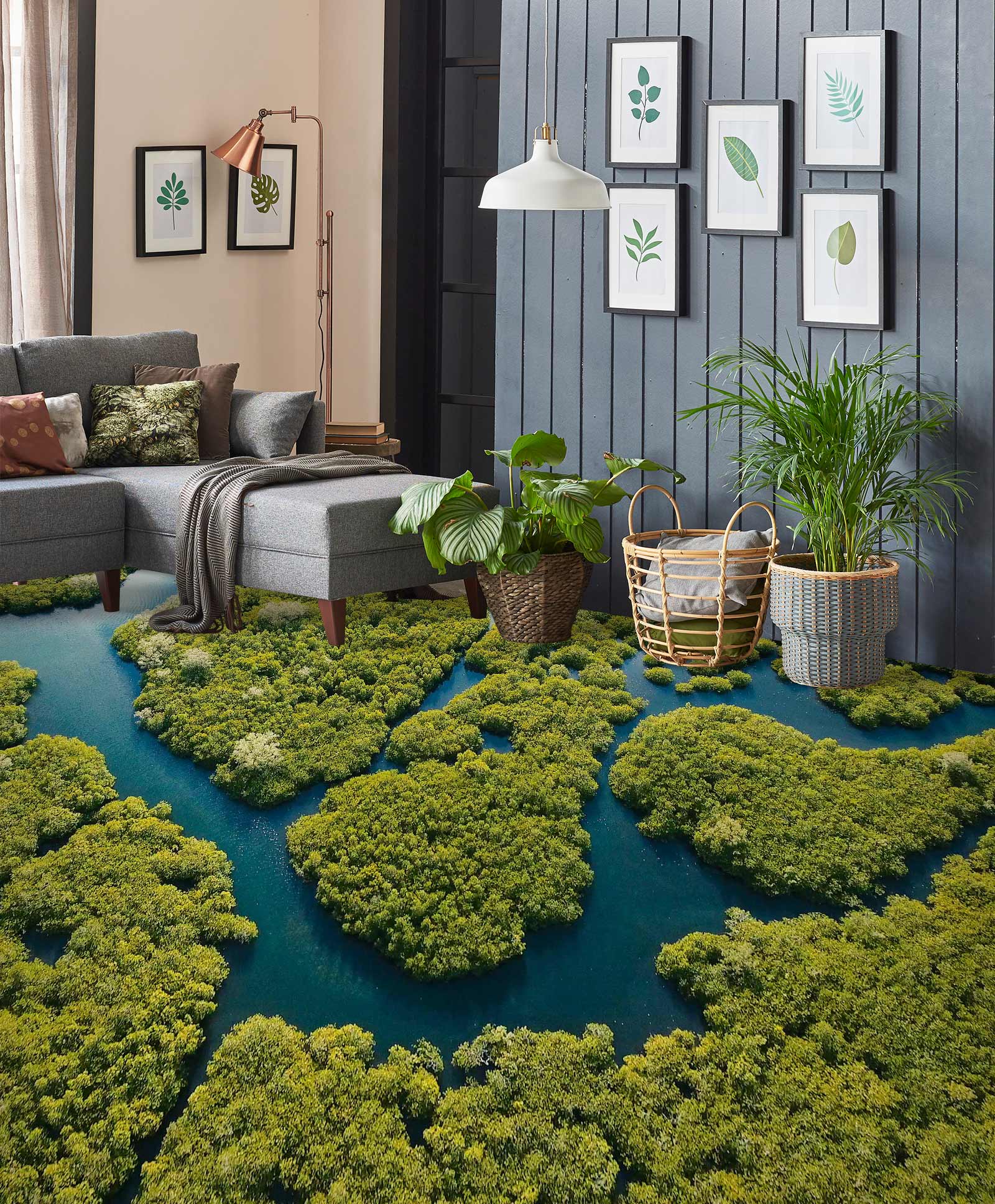 3D Clever Green Plants 111 Floor Mural  Wallpaper Murals Rug & Mat Print Epoxy waterproof bath floor
