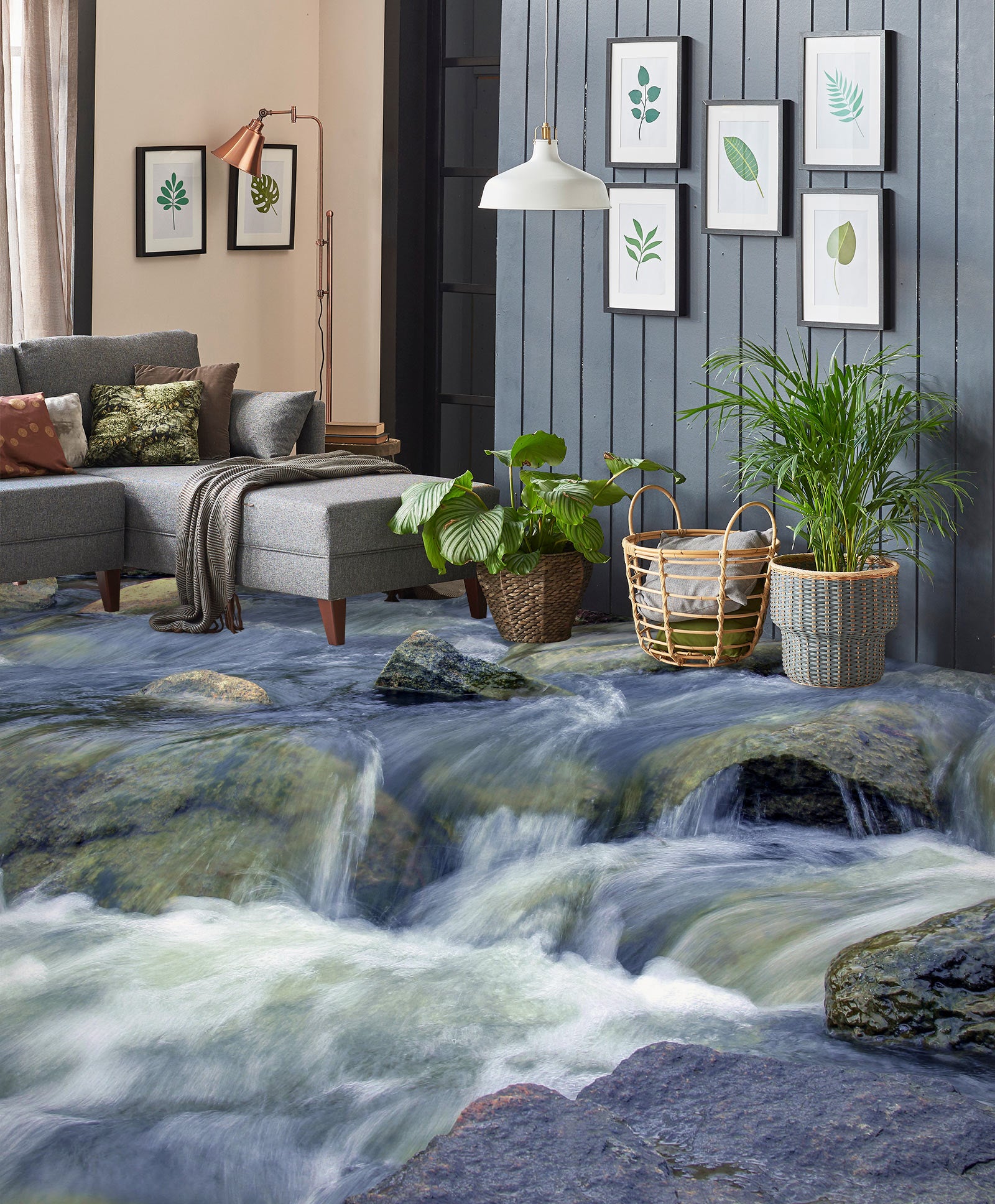 3D Stones And Running Water 660 Floor Mural  Wallpaper Murals Rug & Mat Print Epoxy waterproof bath floor