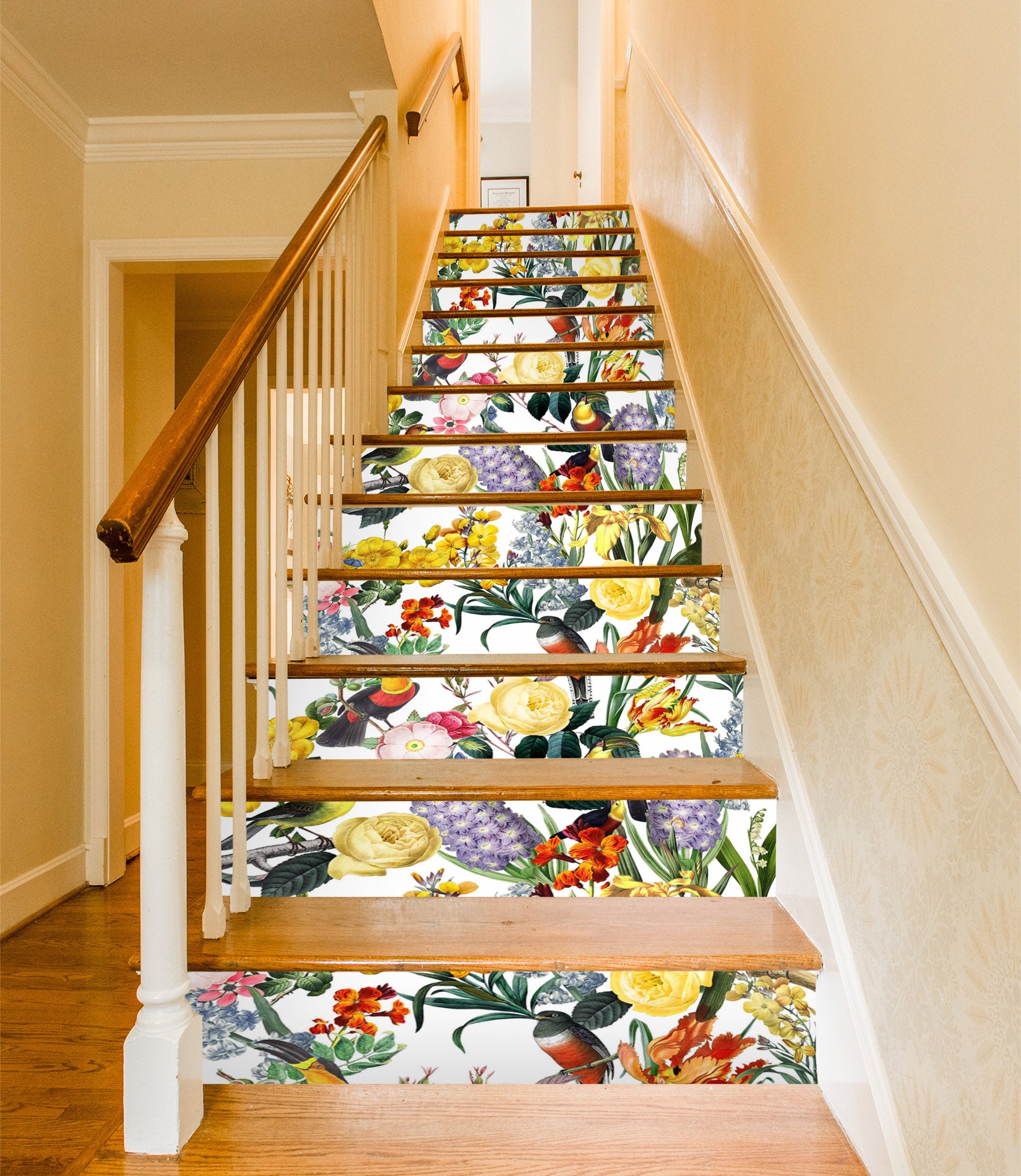 3D Colorful Flower Bird 10413 Uta Naumann Stair Risers