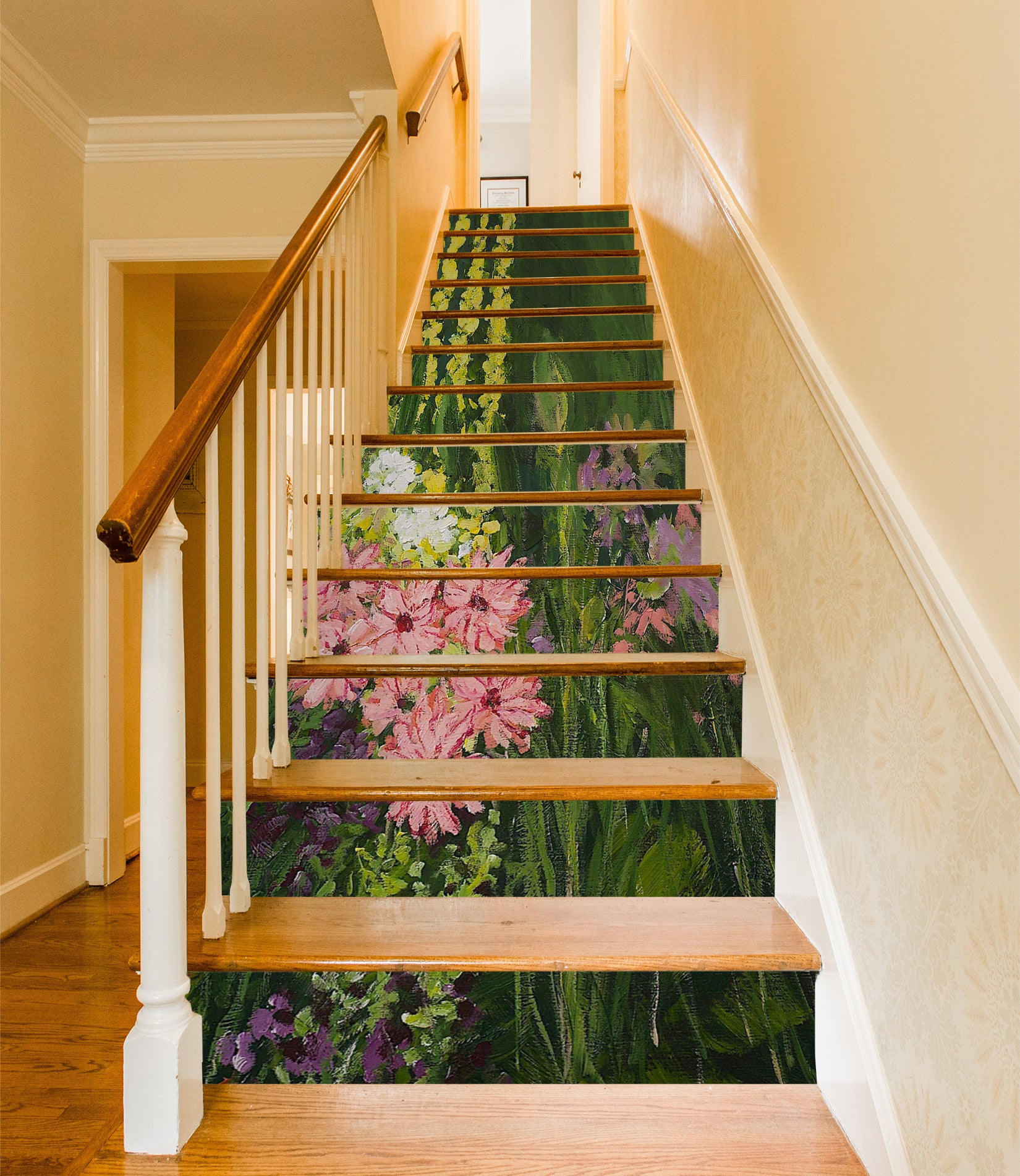 3D Pink Flowers Bushes 89199 Allan P. Friedlander Stair Risers