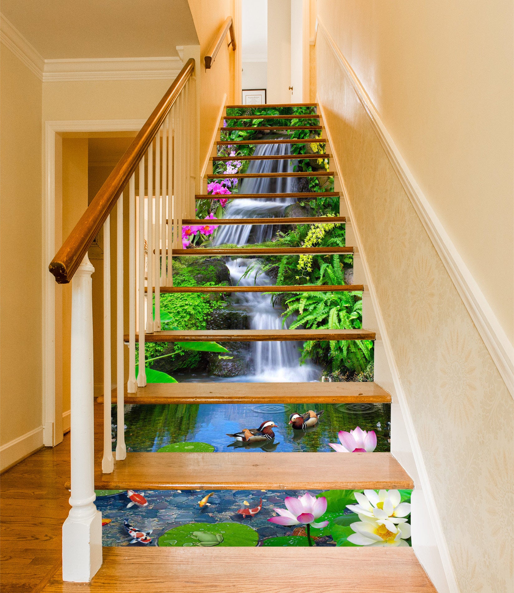 3D Scenic Waterfall 051 Stair Risers