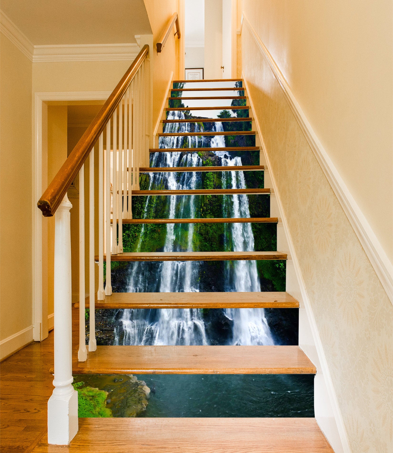 3D High And Beautiful Waterfall 410 Stair Risers
