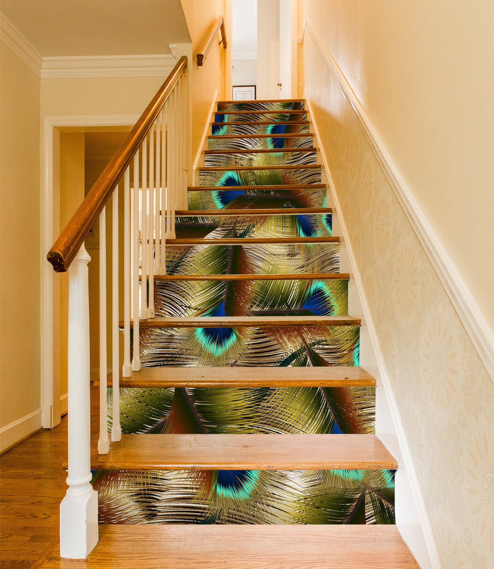 3D Dreamy Peacock Feather 284 Stair Risers