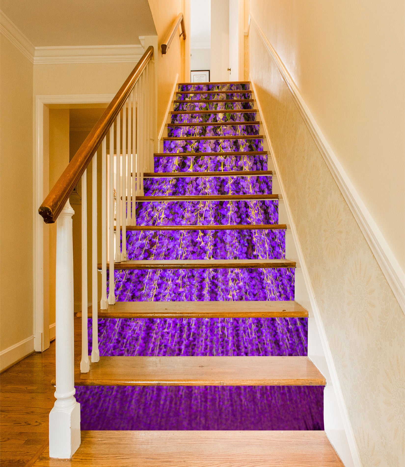 3D Arrangement Of Purple Flowers 306 Stair Risers