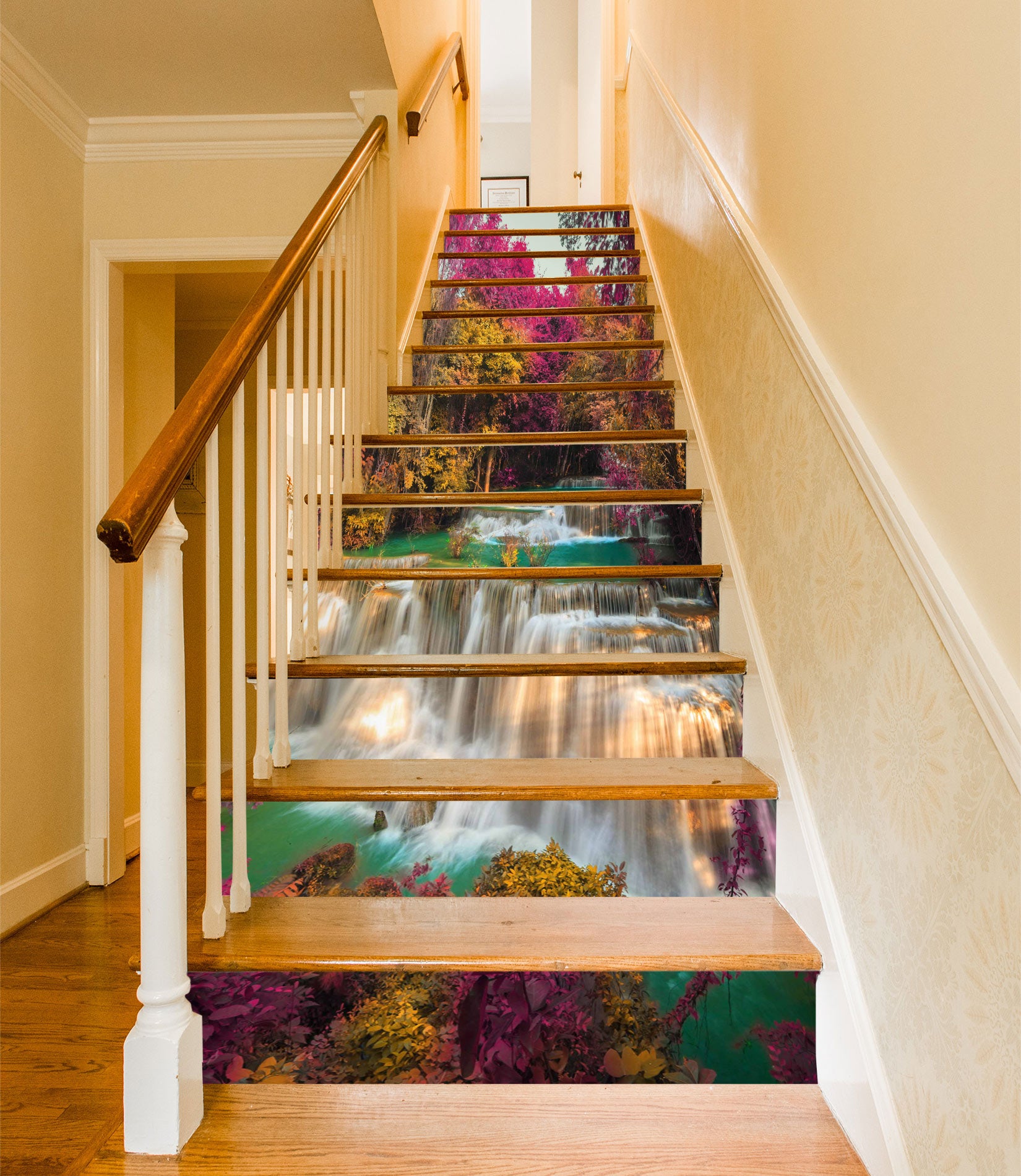 3D Four Seasons Waterfall 288 Stair Risers