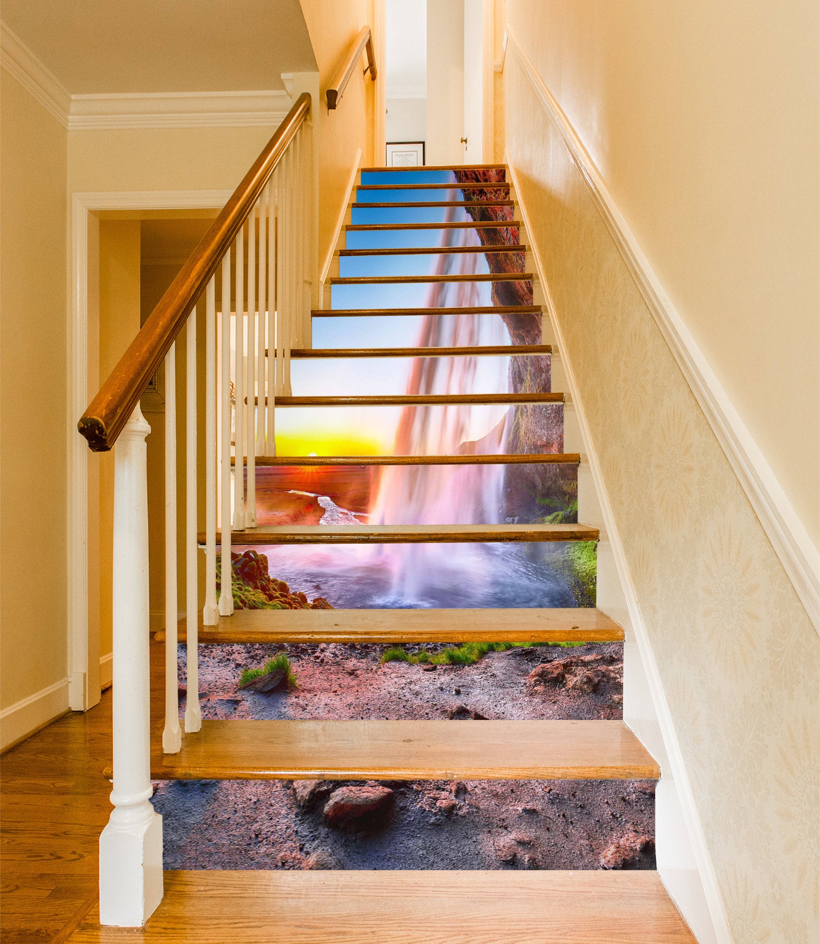 3D Color Reflects Waterfall 358 Stair Risers
