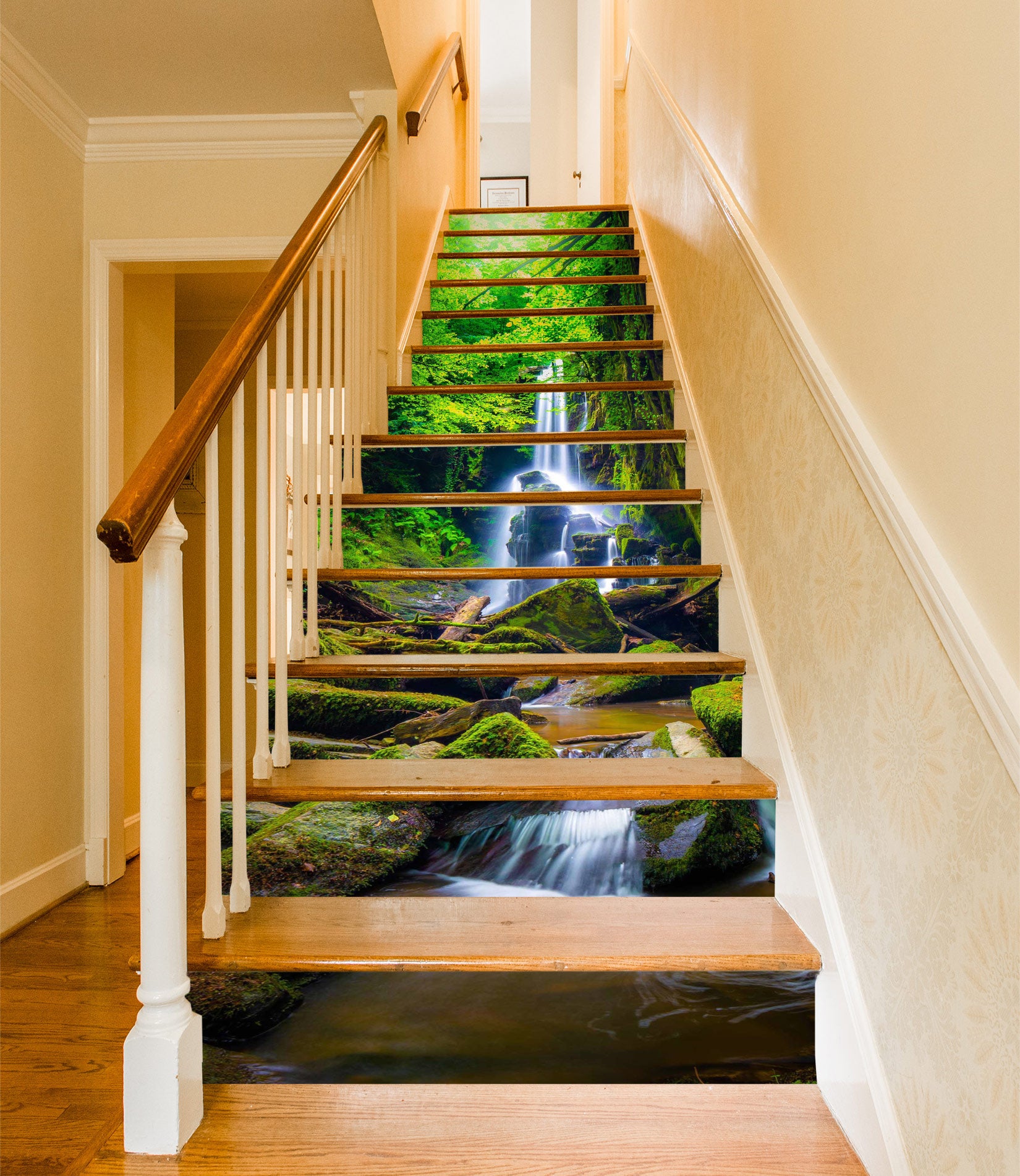 3D Green In The Running Water 455 Stair Risers
