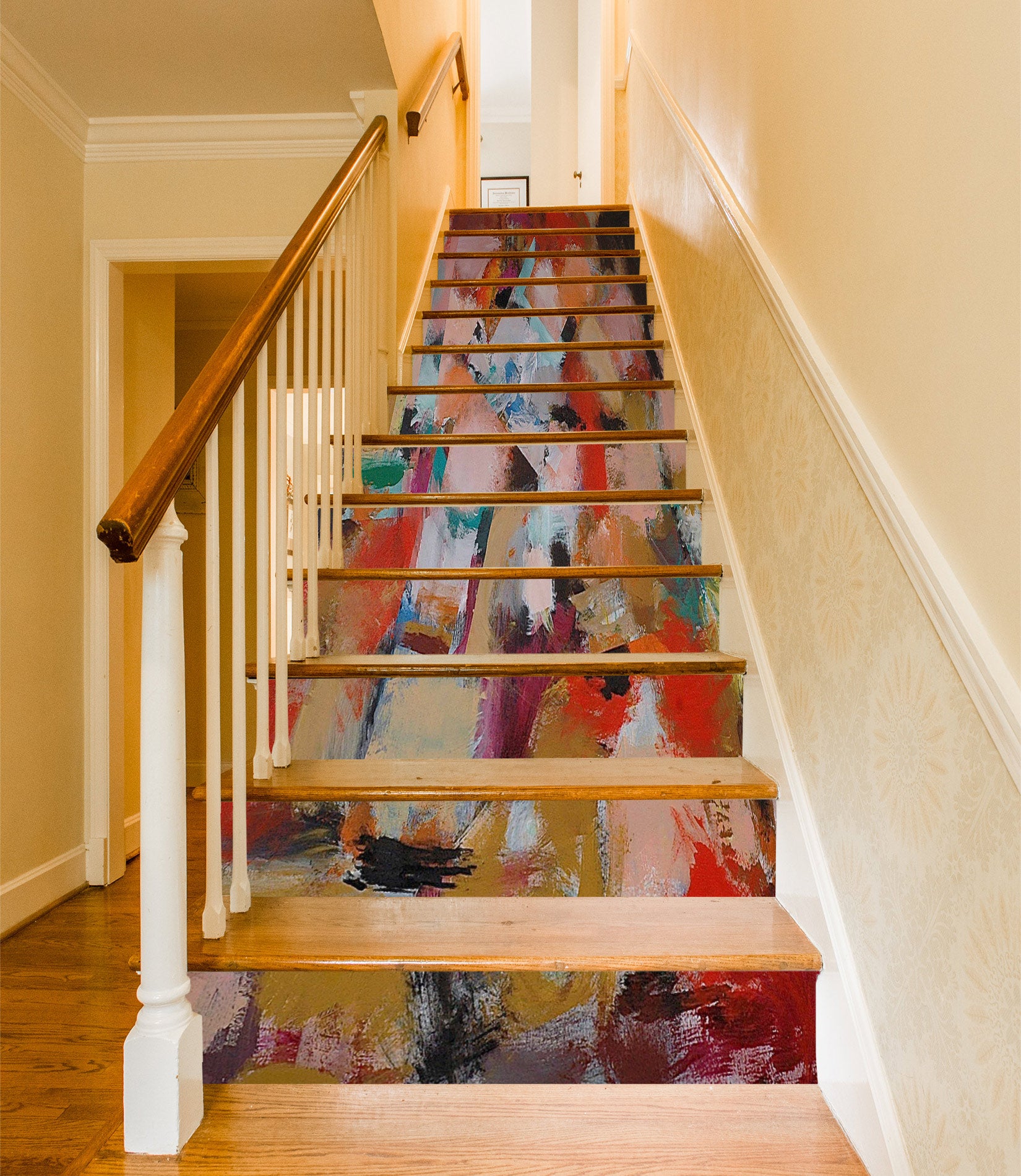 3D Red Color Pattern 89180 Allan P. Friedlander Stair Risers