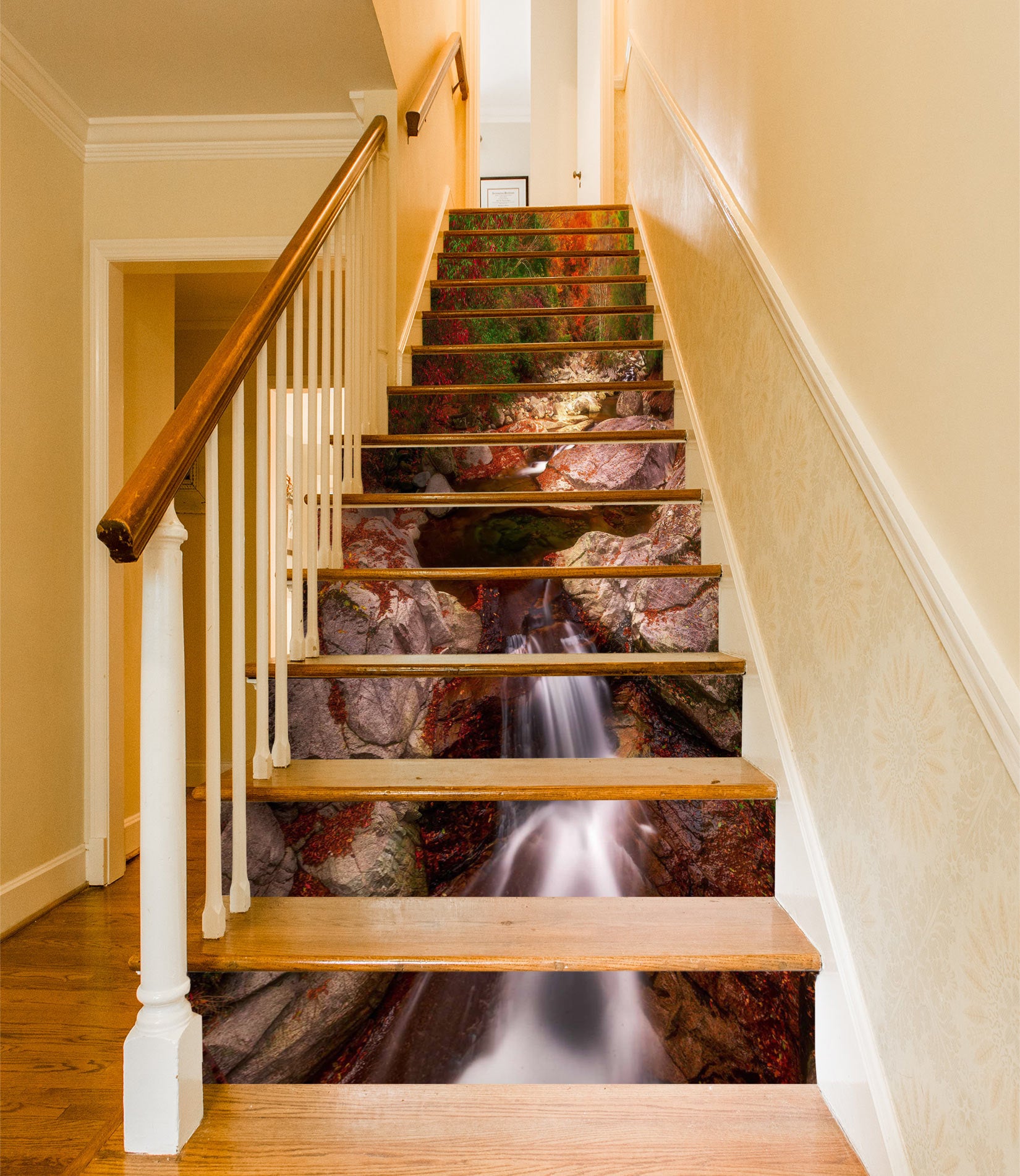 3D Textured Stone Waterfall 322 Stair Risers