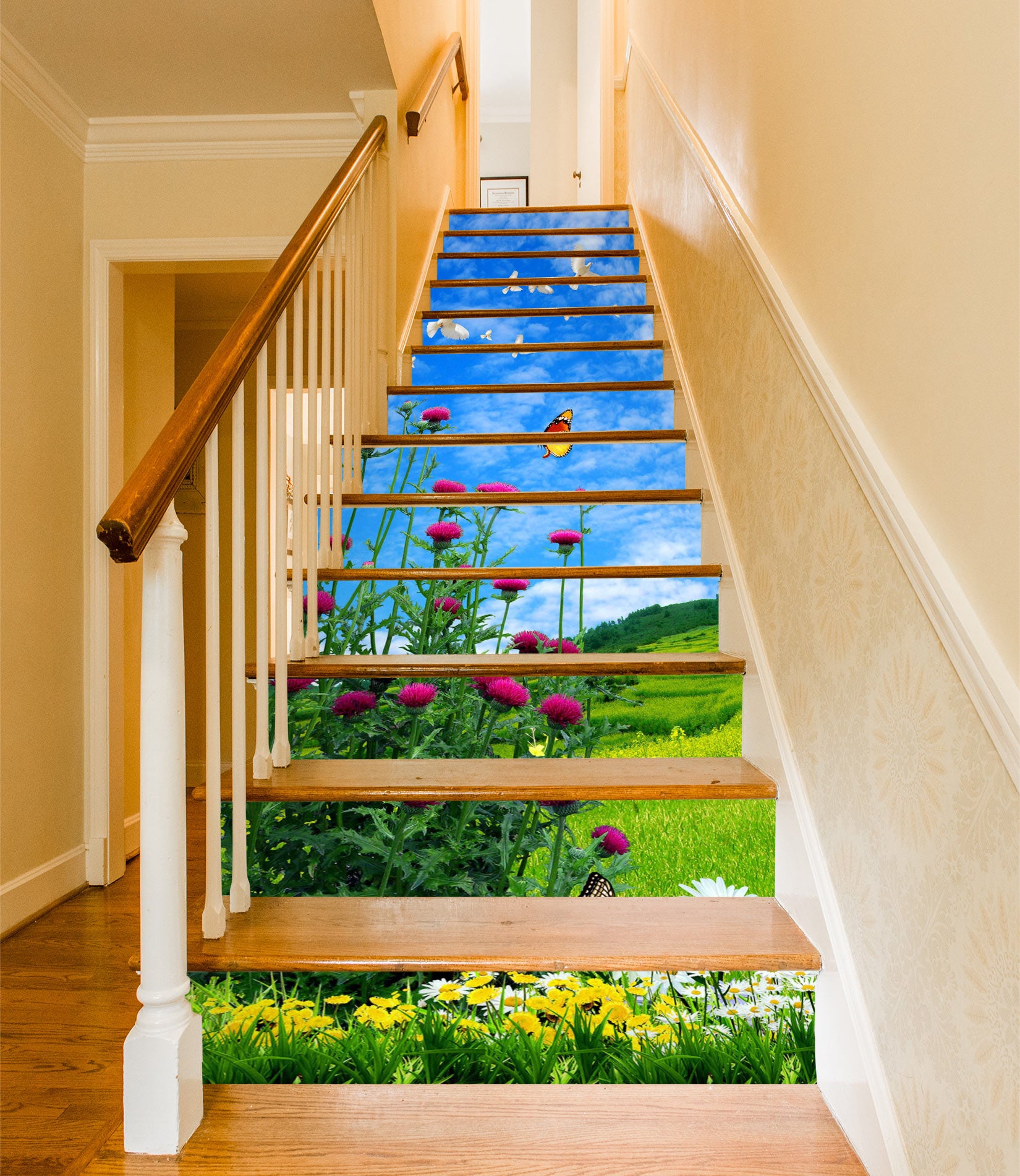 3D Flowers And Grass 061 Stair Risers