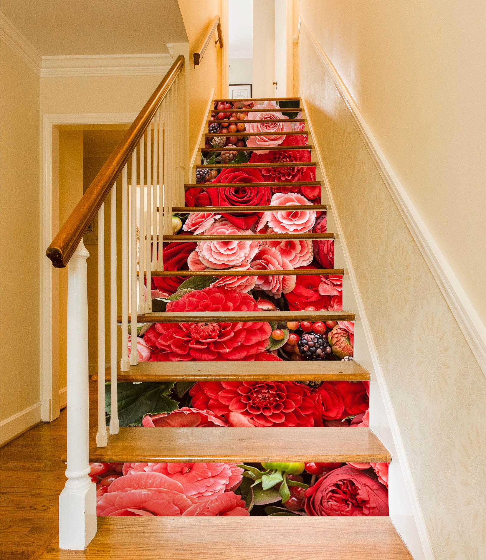 3D Romantic Roses 414 Stair Risers