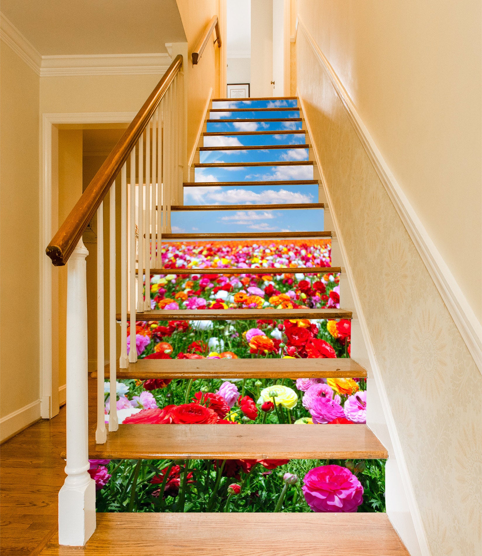3D Bright Different Flowers 391 Stair Risers
