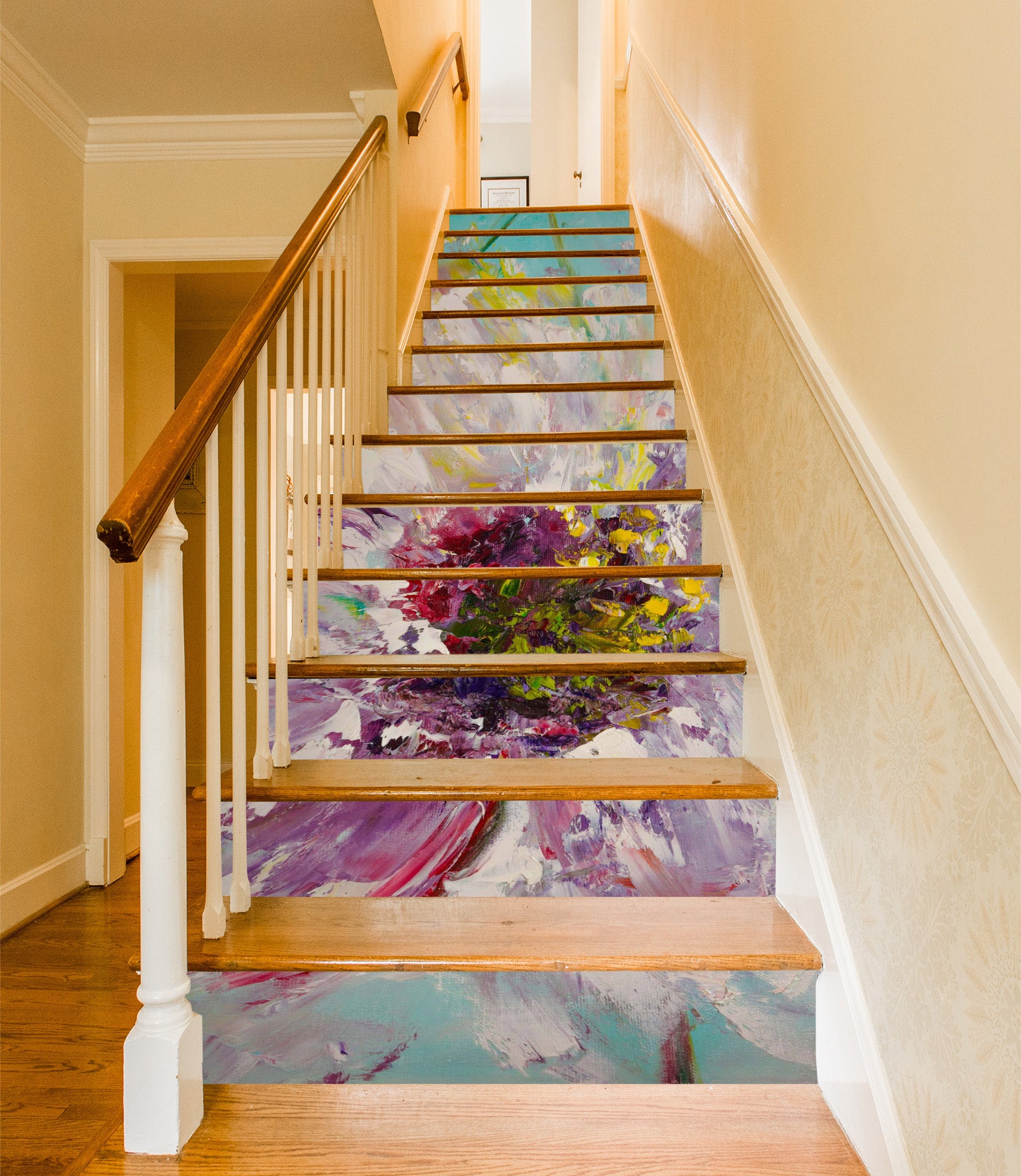 3D Pink Painted Flowers 2004 Skromova Marina Stair Risers