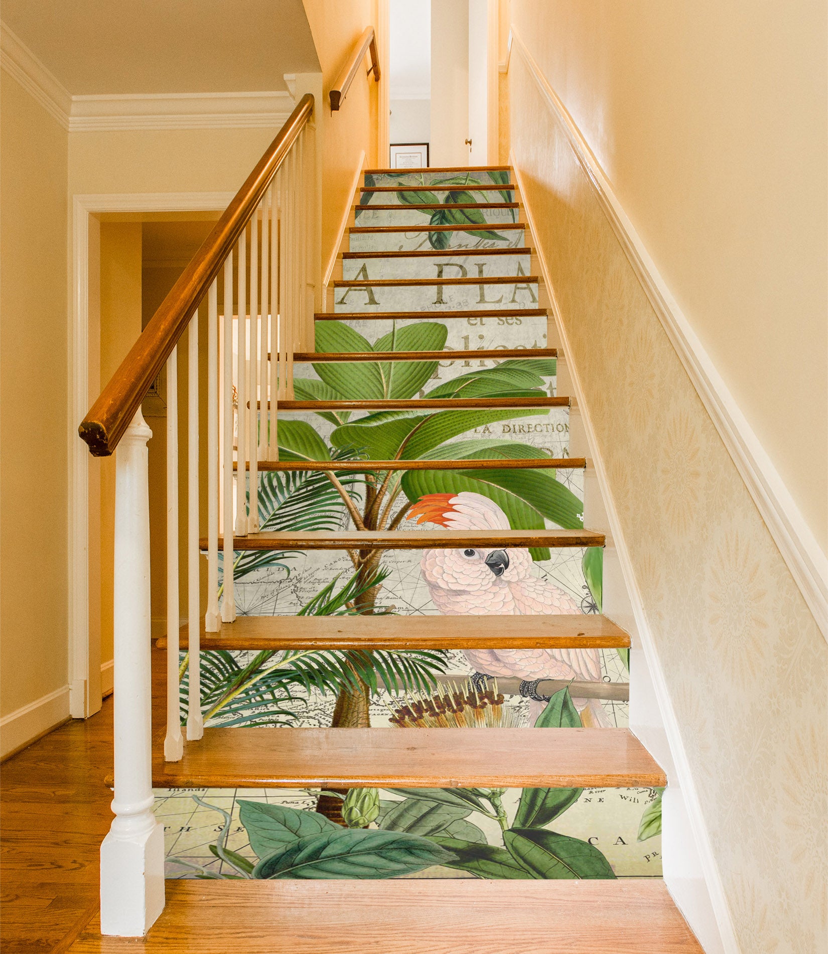 3D Bird Green Leaves 11051 Andrea Haase Stair Risers