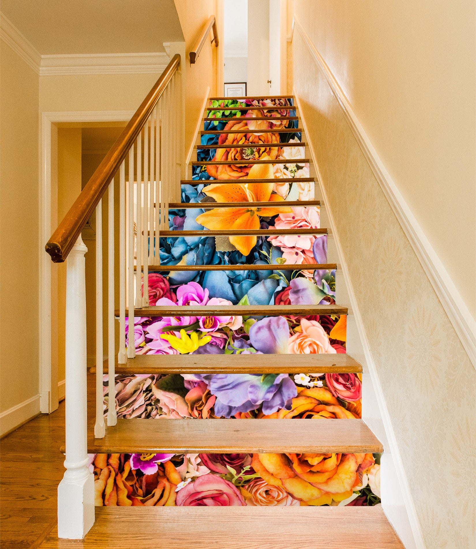 3D Surrounded By Beautiful Flowers 452 Stair Risers