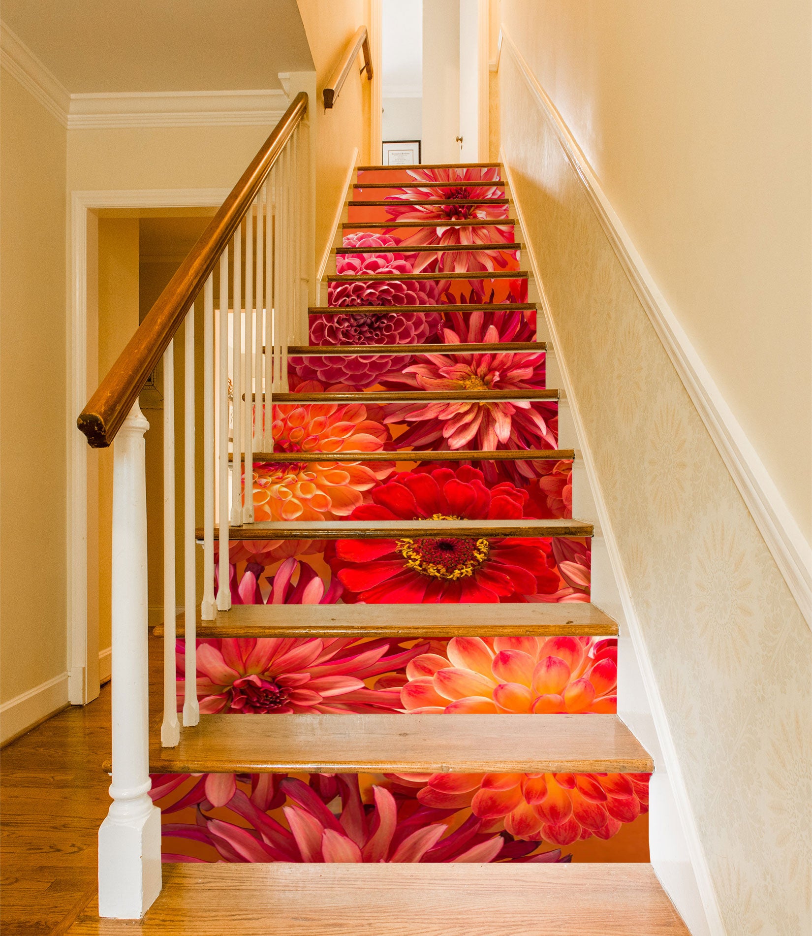 3D Red Chrysanthemum 10937 Assaf Frank Stair Risers