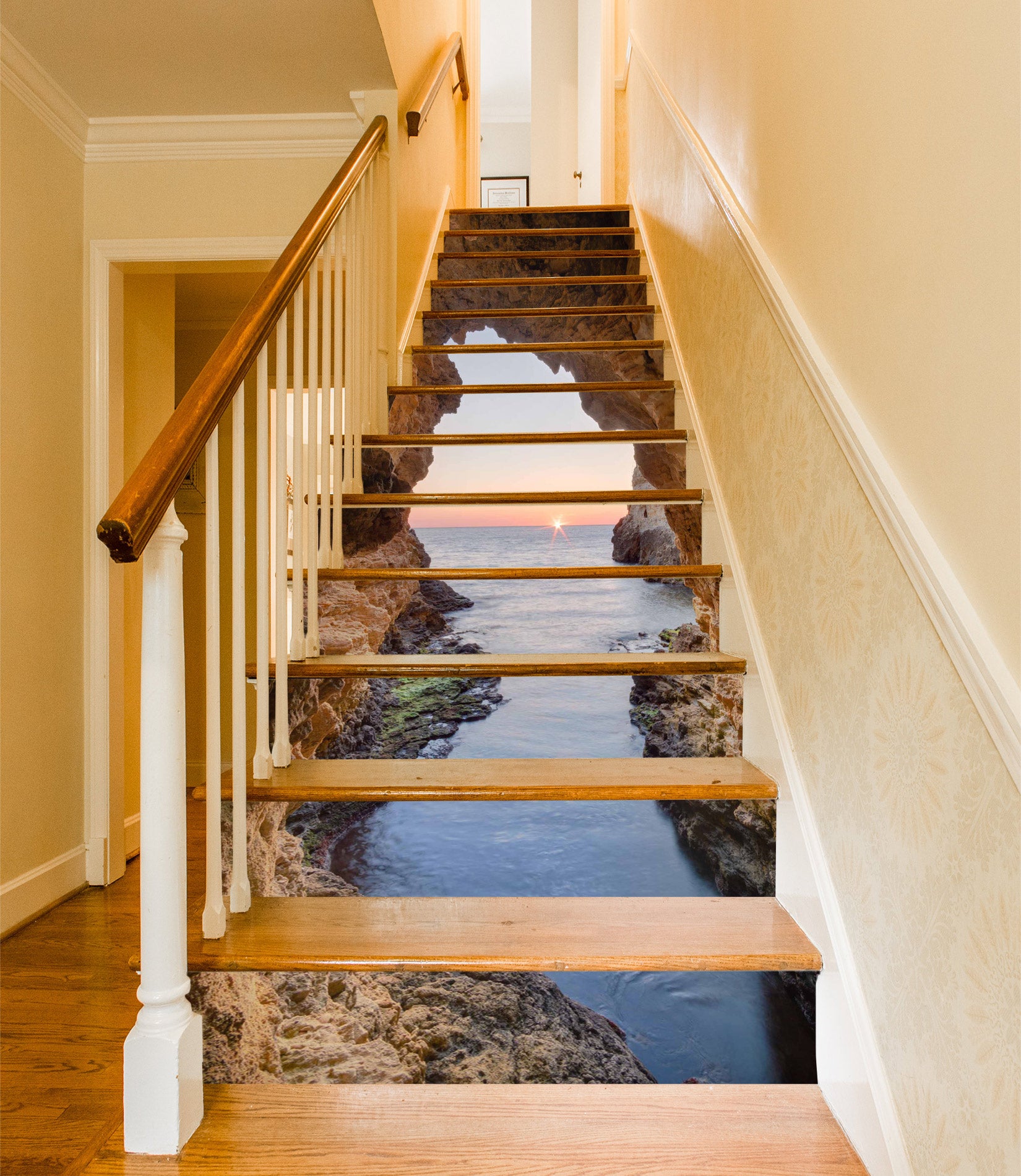 3D Sunrise Over Sea Horizon 443 Stair Risers