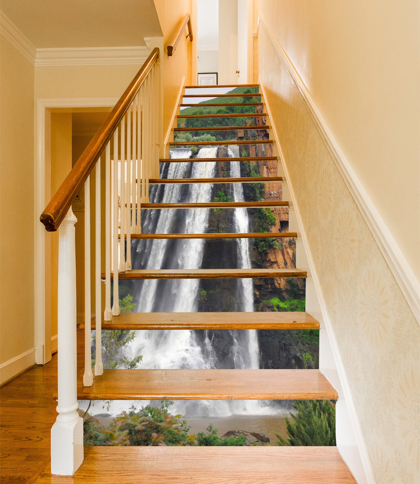 3D Long Wide Waterfall 435 Stair Risers