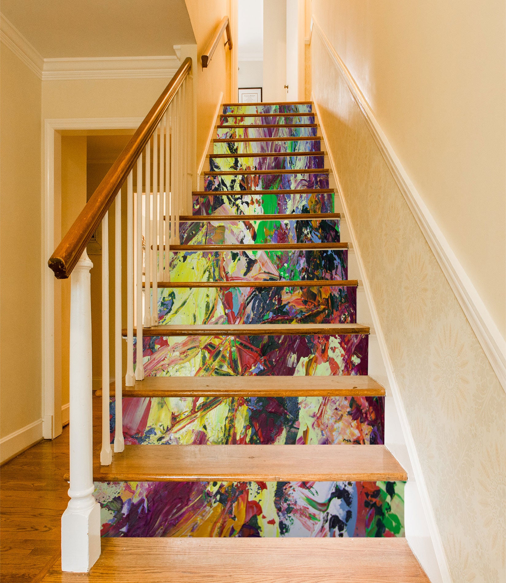 3D Colorful Abstract Painting Pattern 90176 Allan P. Friedlander Stair Risers