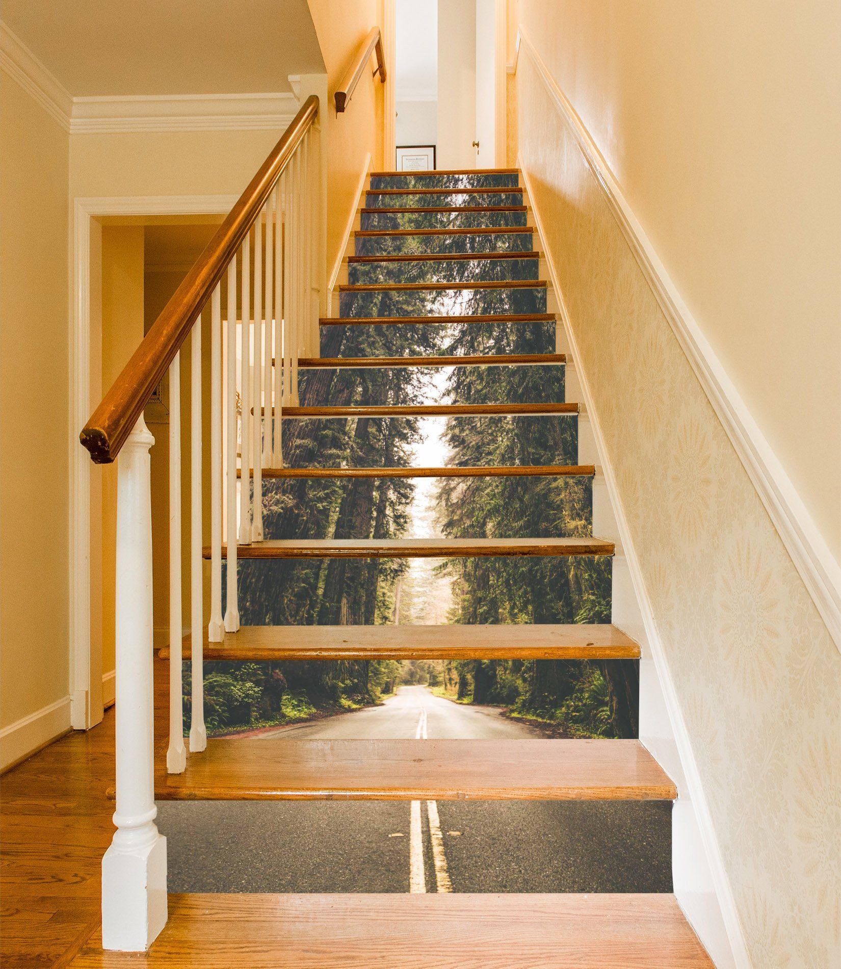 3D Forest Road 1429 Stair Risers Wallpaper AJ Wallpaper 