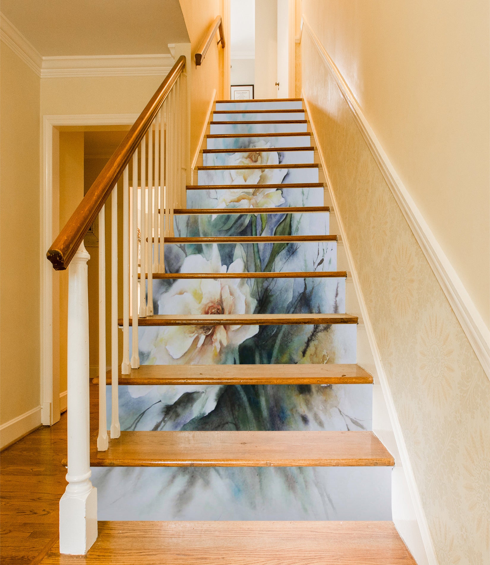 3D Two Yellow Roses 199 Stair Risers