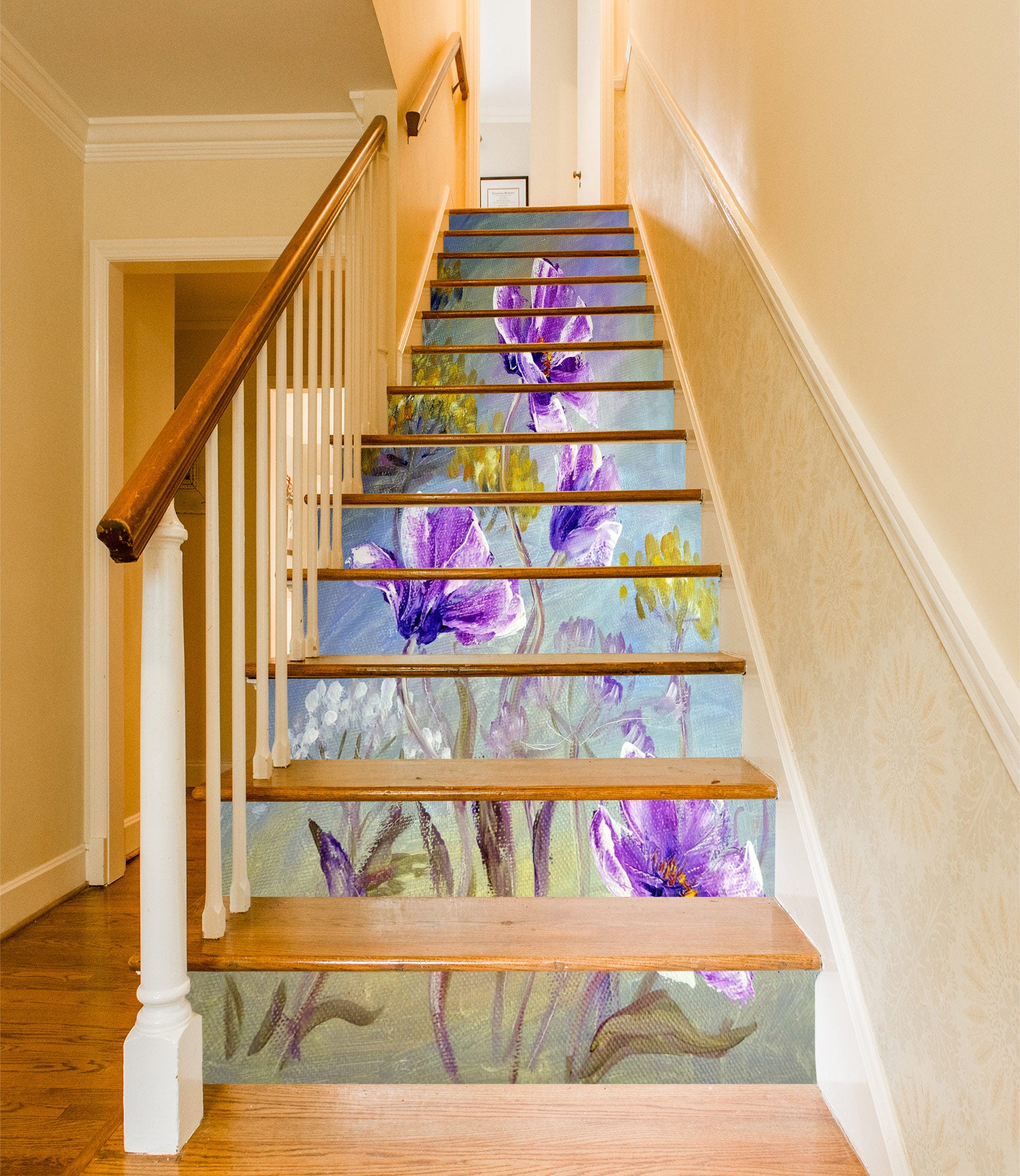 3D Purple Charm Flowers 330 Stair Risers