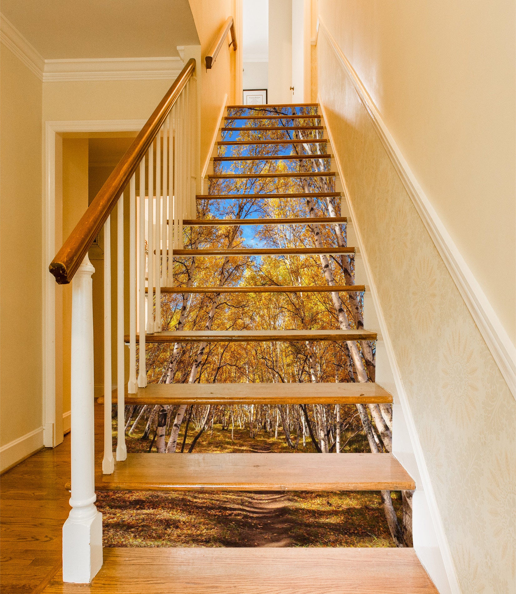 3D Autumn Golden Woods 310 Stair Risers