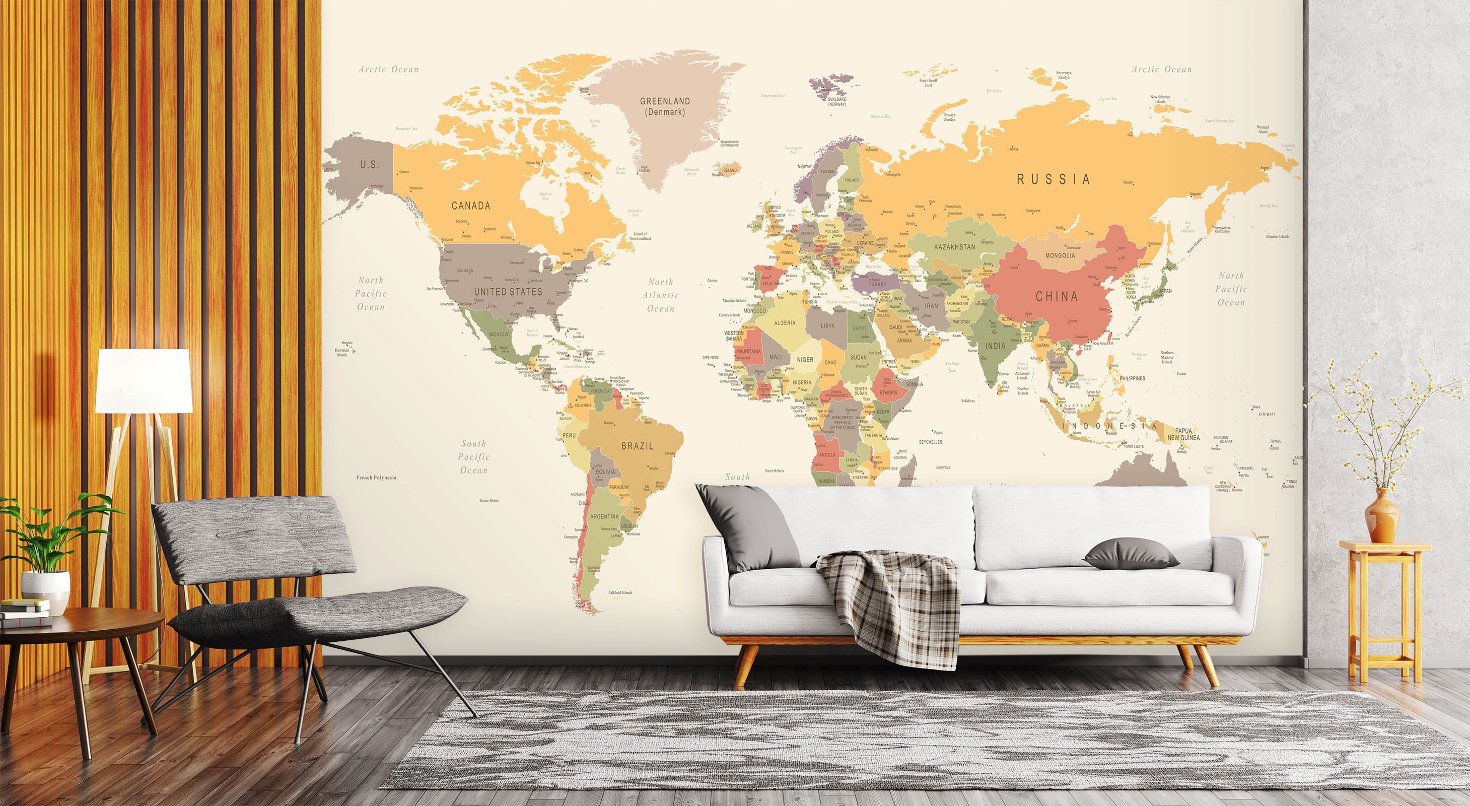 3D Yellow World Map 1127 Wall Murals