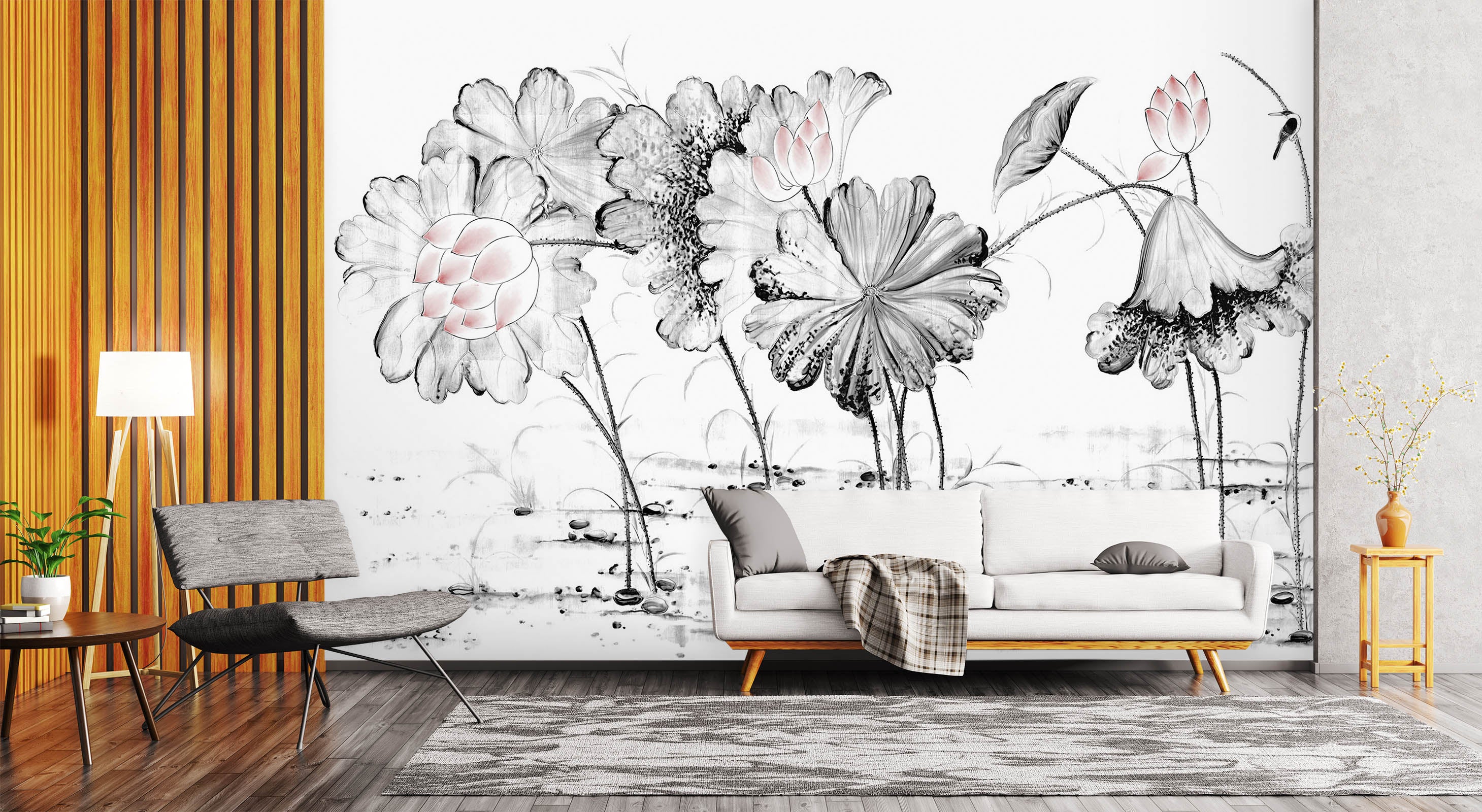 3D Sketch Lotus 1587 Wall Murals