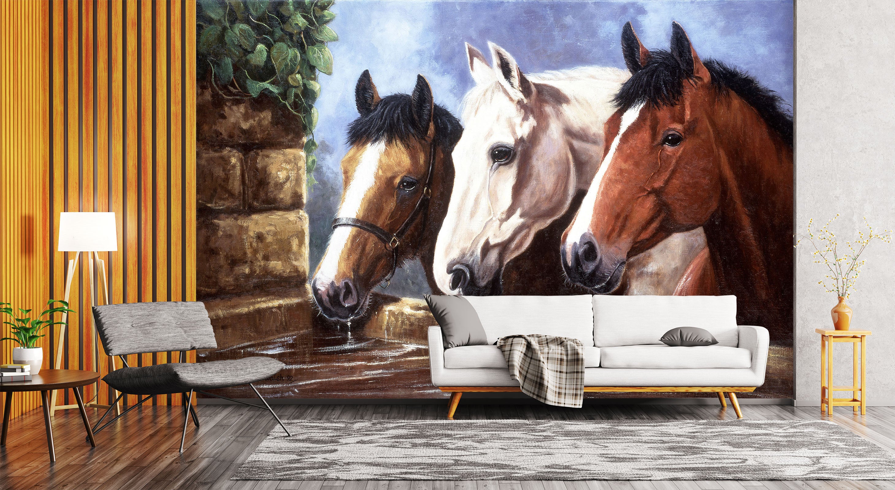 3D Three Horses 106 Kevin Walsh Wall Mural Wall Murals