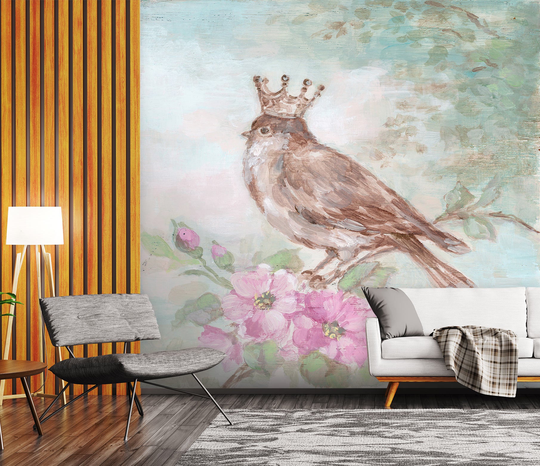 3D Crown Bird Flower Branch 3164 Debi Coules Wall Mural Wall Murals
