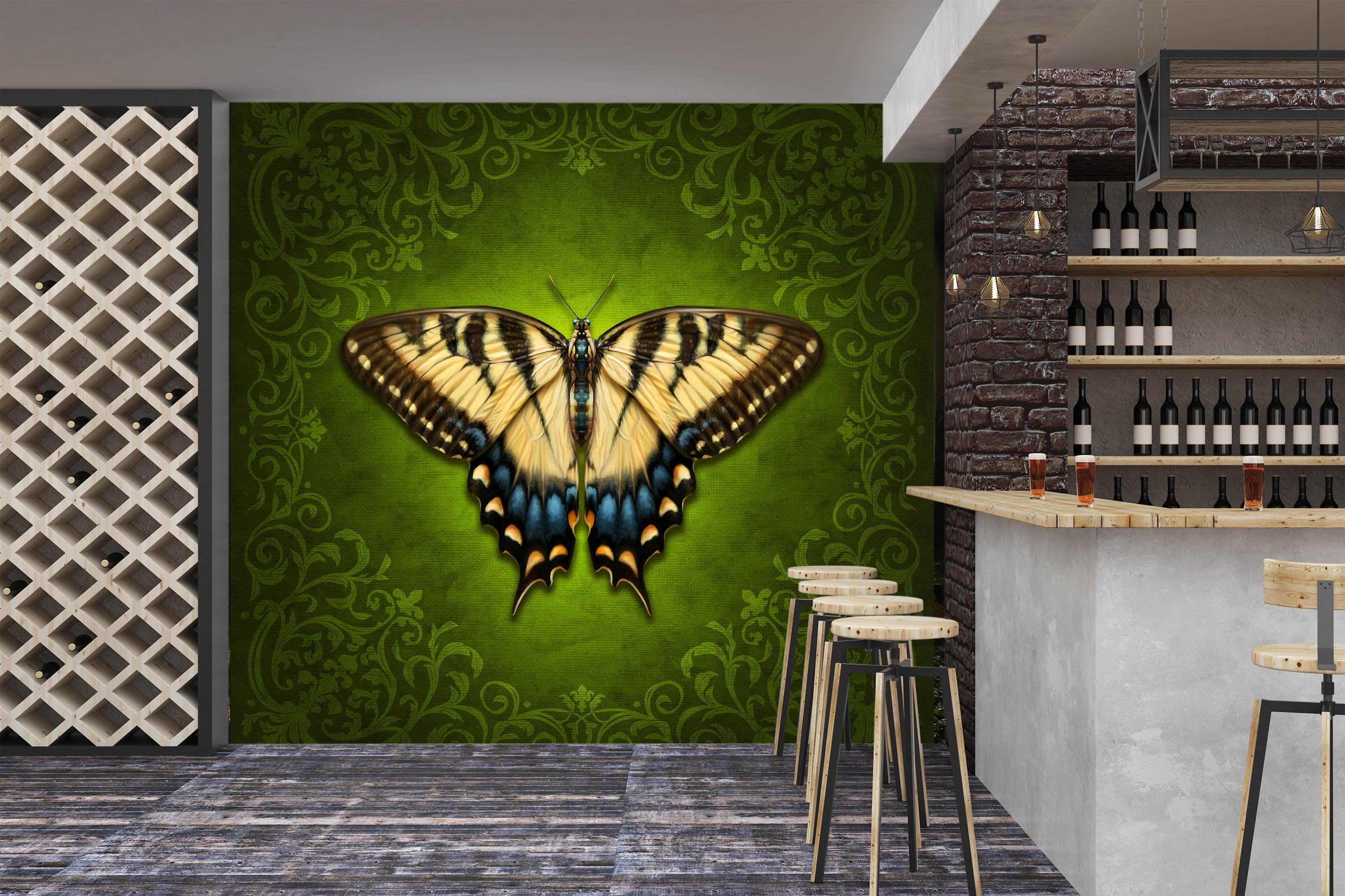 3D Butterfly Pattern 8767 Brigid Ashwood Wall Mural Wall Murals