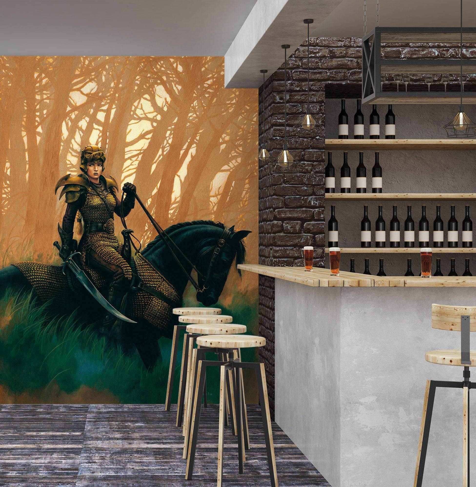 3D Forest Female Knight 7118 Ciruelo Wall Mural Wall Murals