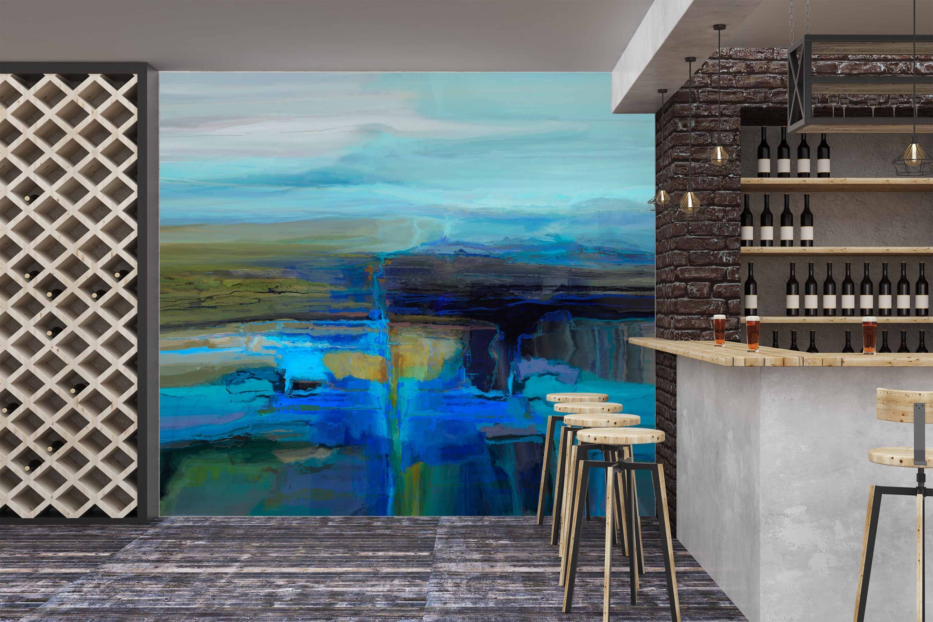 3D Blue Lake 1425 Michael Tienhaara Wall Mural Wall Murals