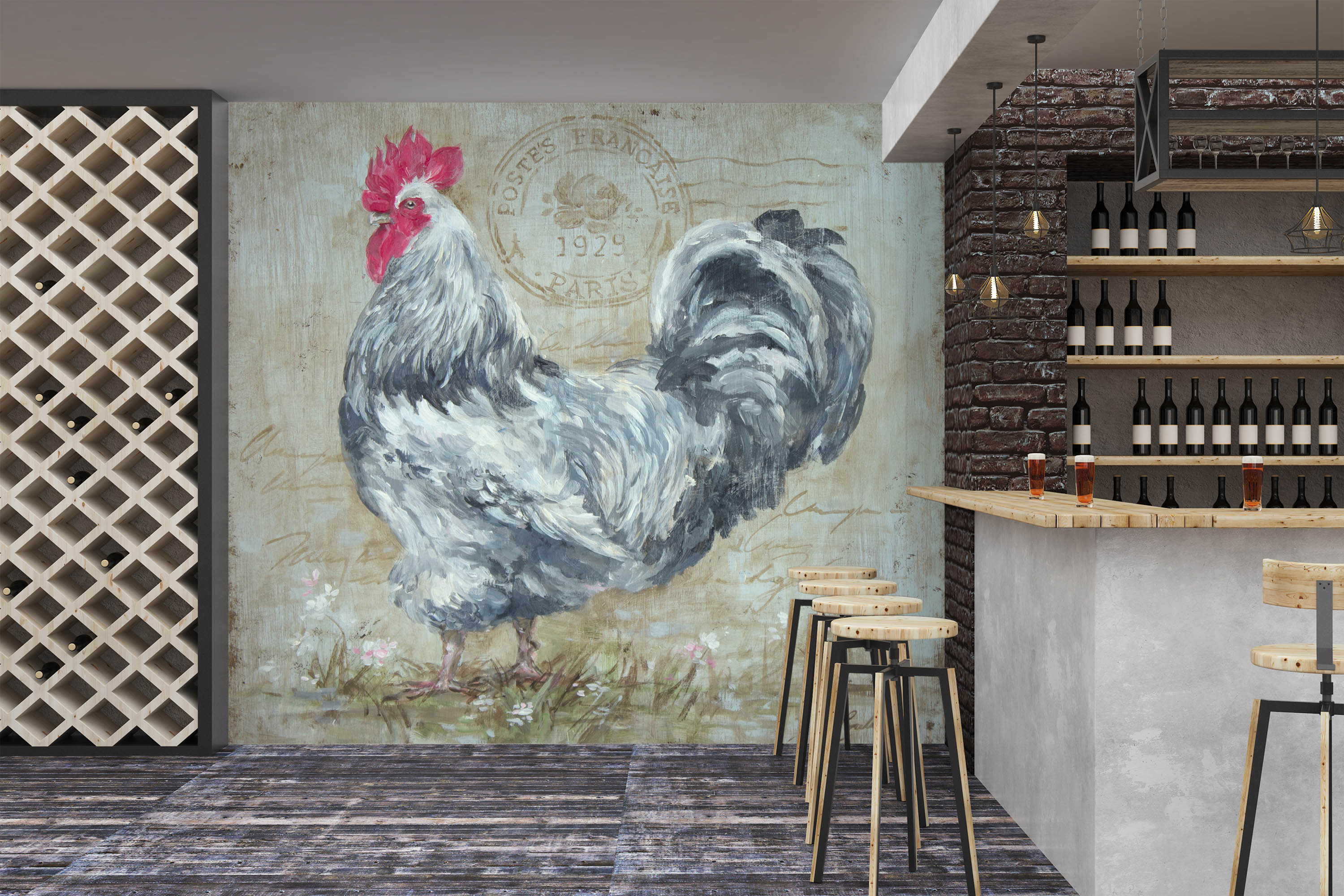 3D Rooster 3112 Debi Coules Wall Mural Wall Murals