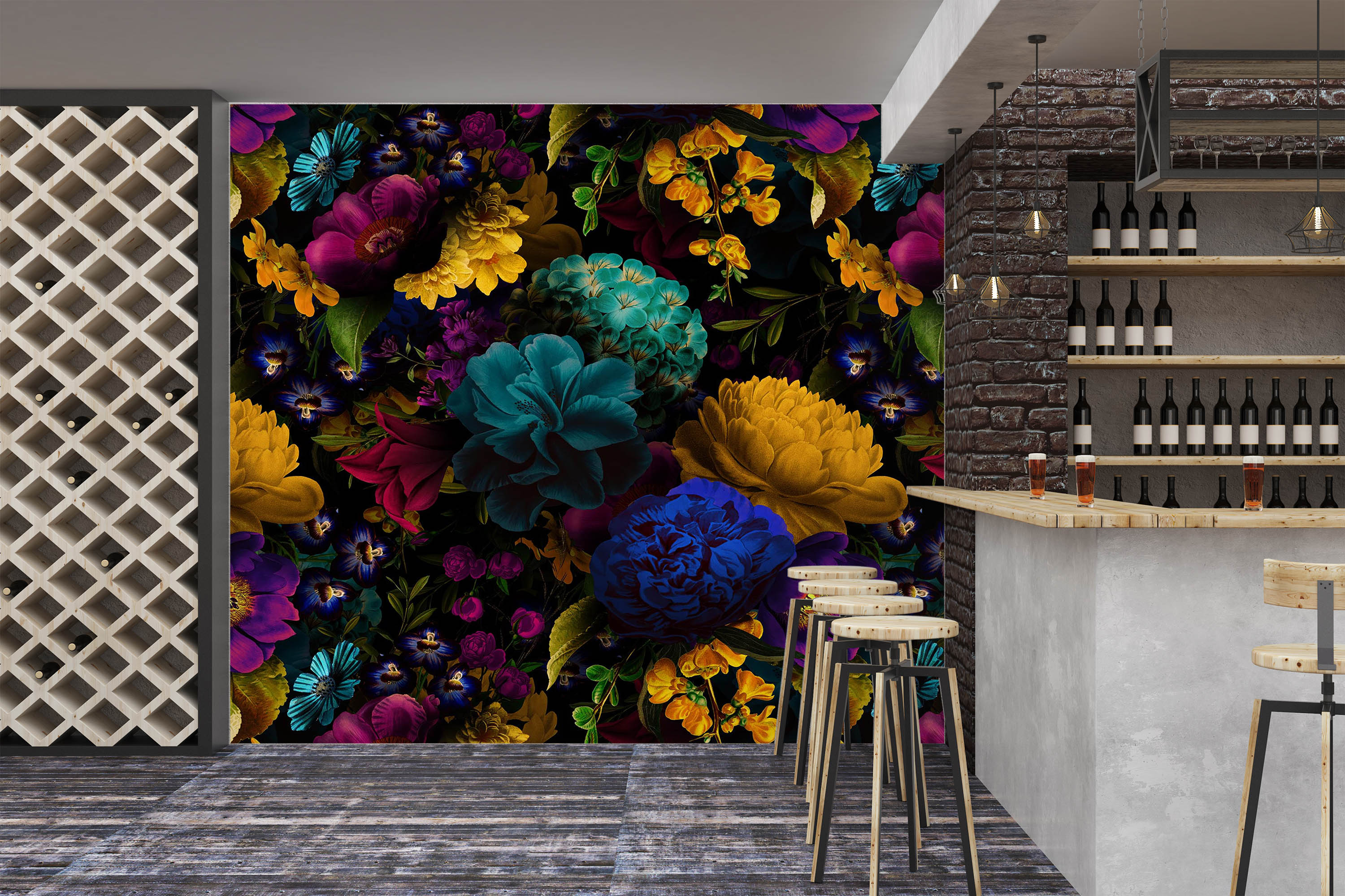 3D Colored Flowers 104 Uta Naumann Wall Mural Wall Murals