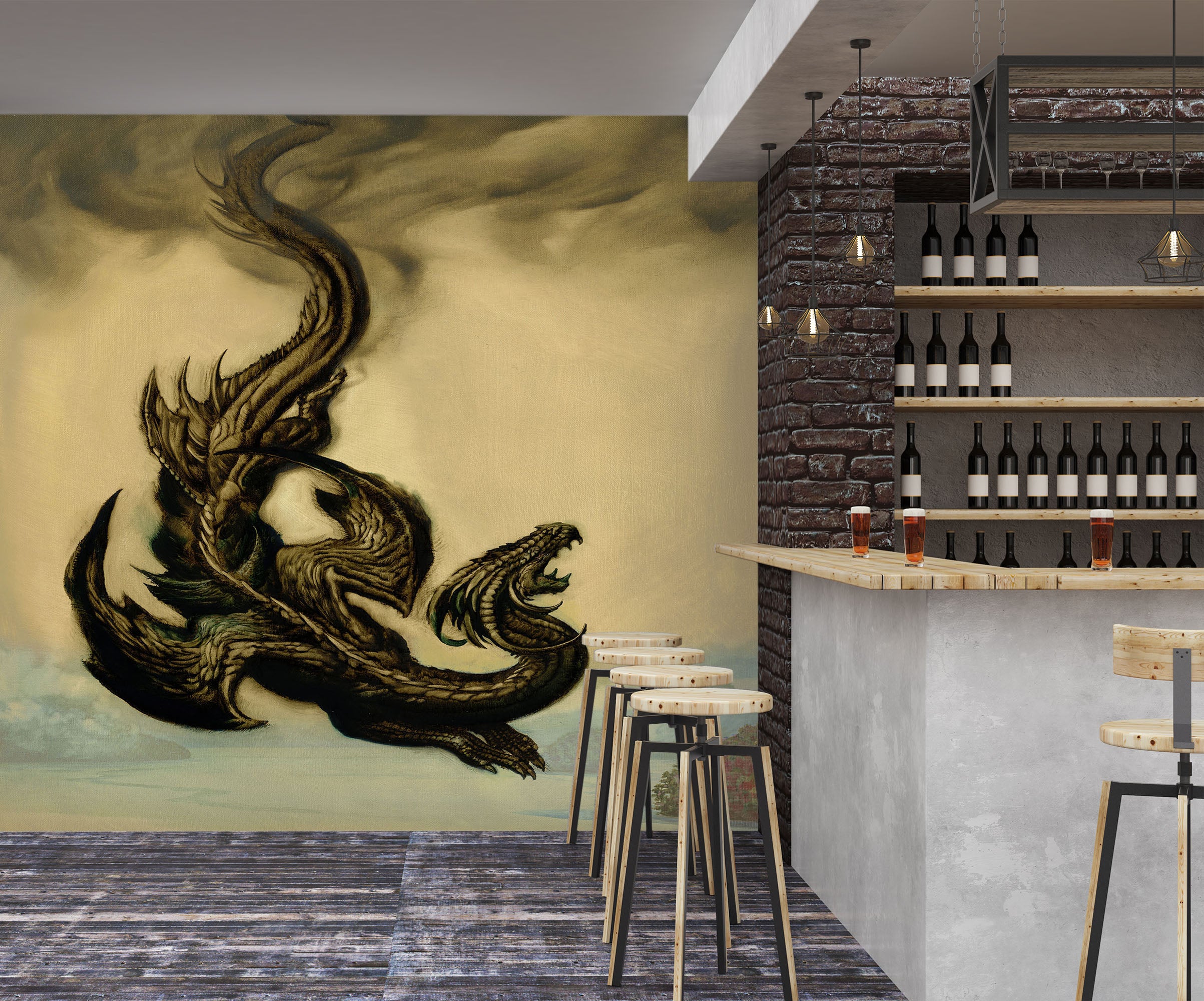 3D Black Dragon 7071 Ciruelo Wall Mural Wall Murals