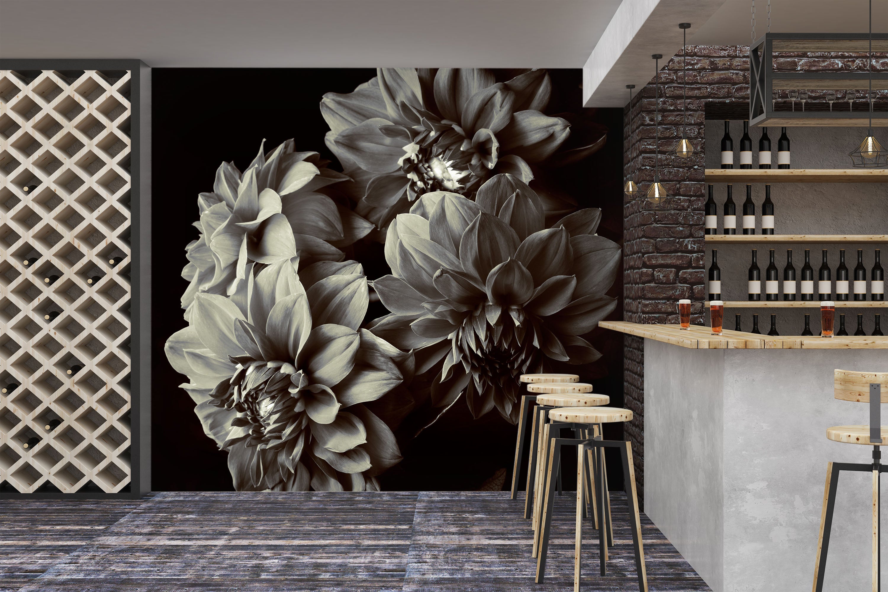 3D Black Ash Flowers 57233 Wall Murals