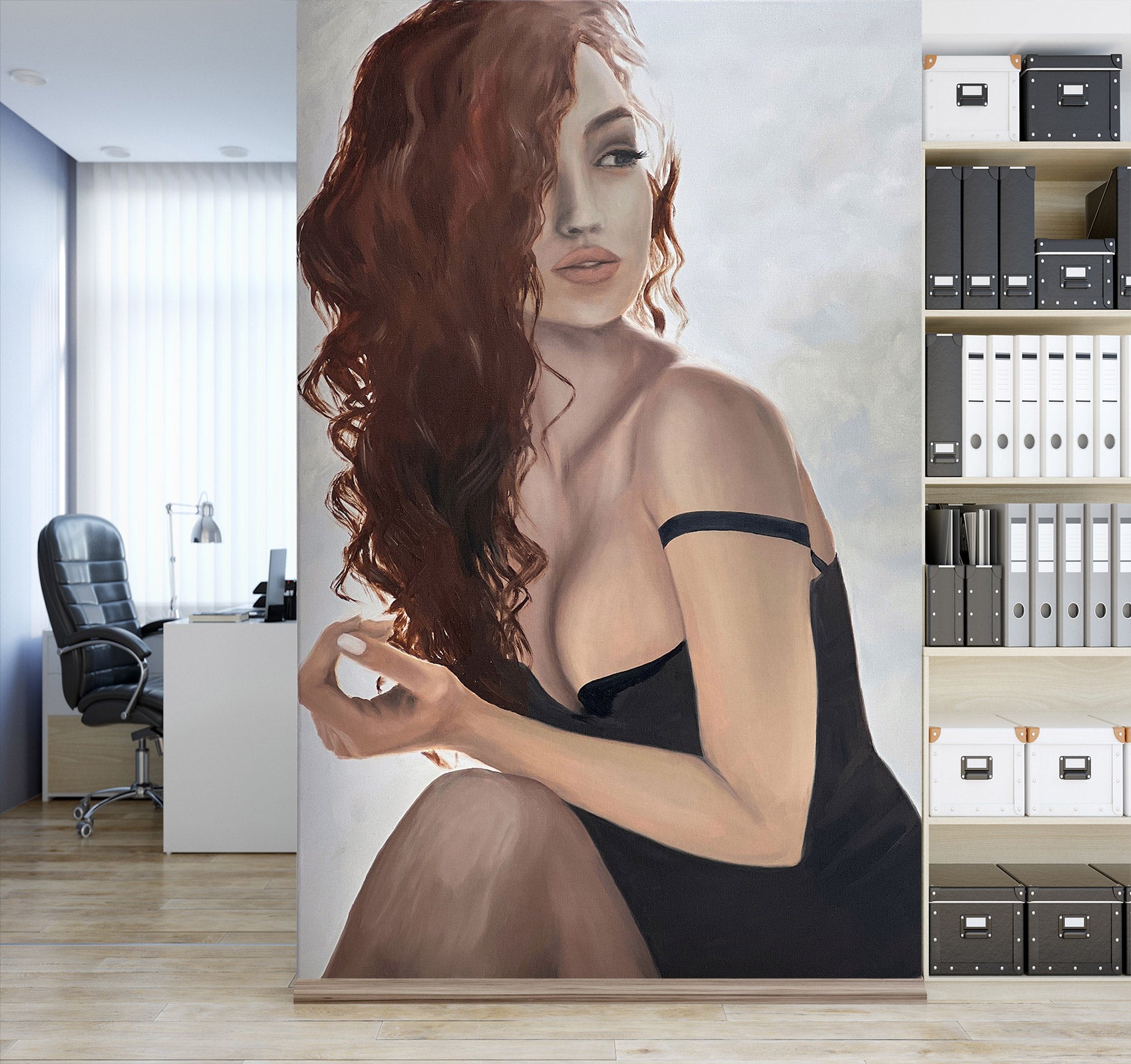 3D Woman Red Curly Hair 9830 Marina Zotova Wall Mural Wall Murals
