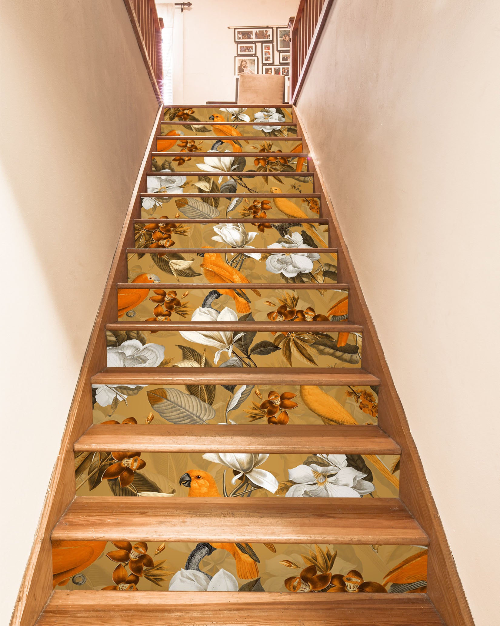 3D Brown Bird Flowers 10447 Uta Naumann Stair Risers