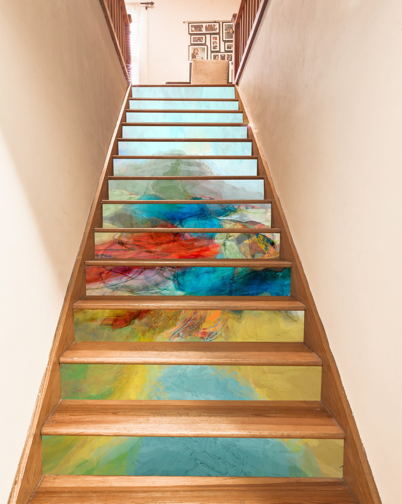 3D Watercolor Lines Pattern 104227 Michael Tienhaara Stair Risers
