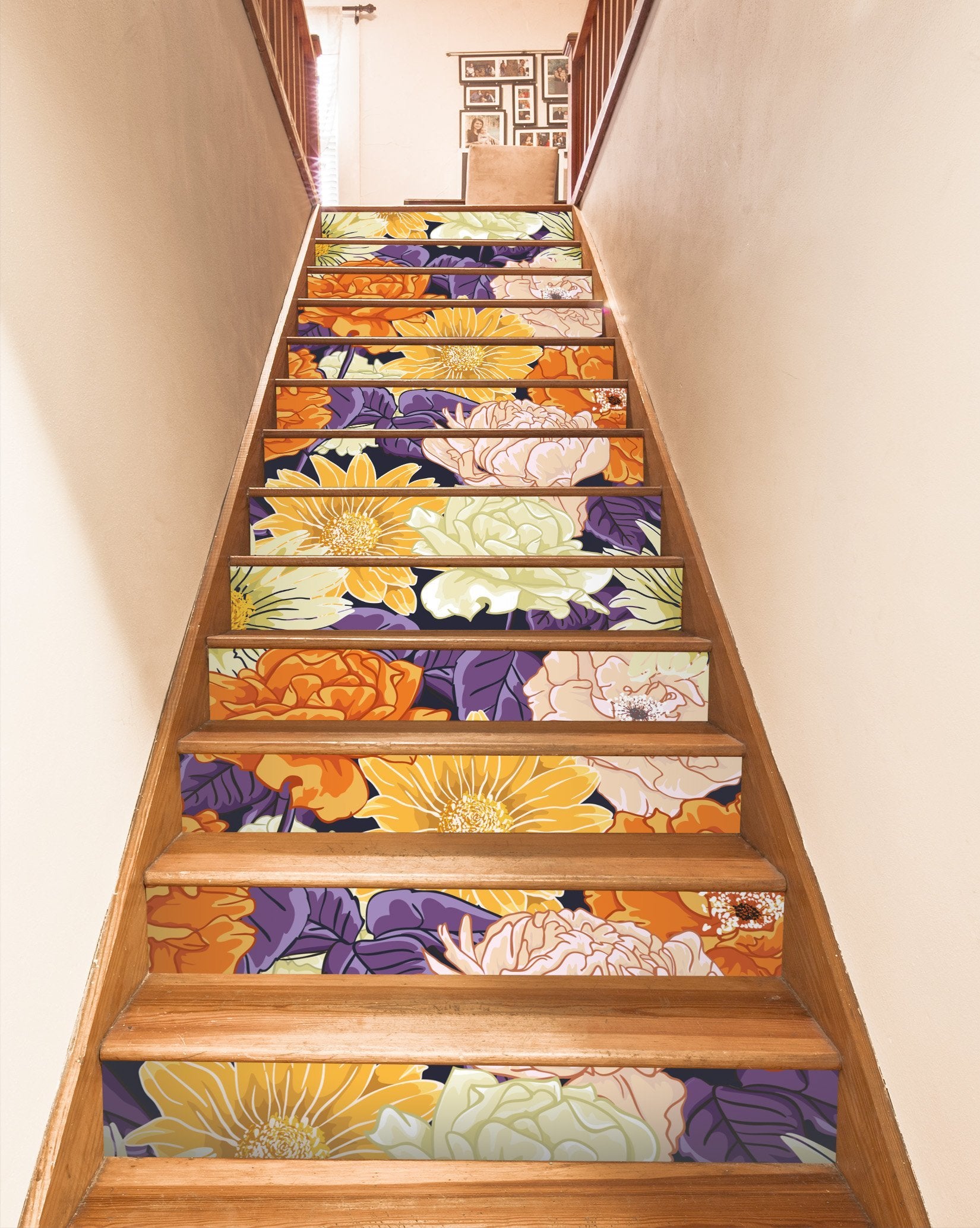 3D Bright Flowers 512 Stair Risers Wallpaper AJ Wallpaper 