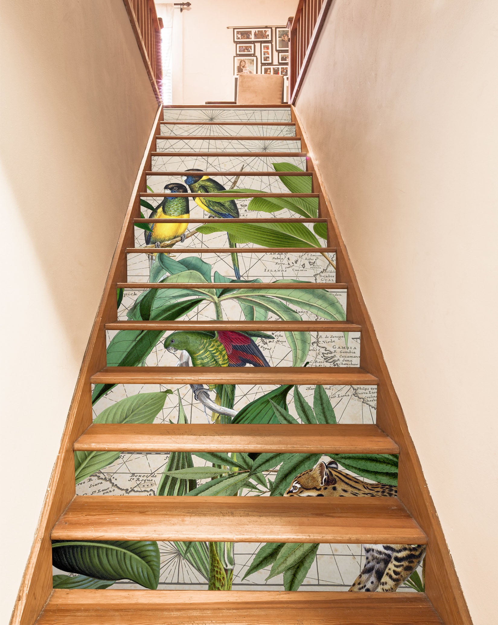 3D Green Bird Leaves 11058 Andrea Haase Stair Risers