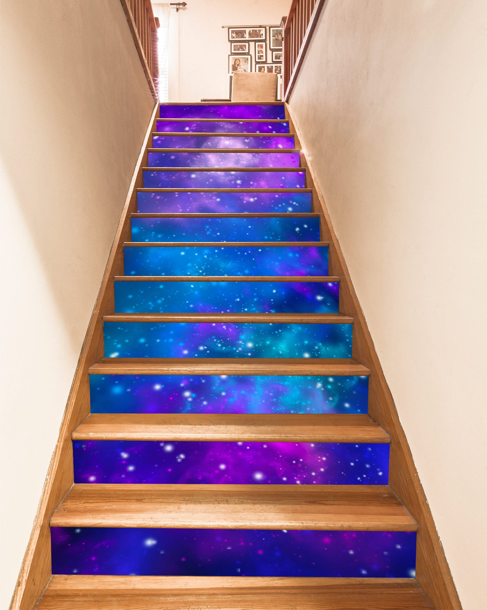 3D Blue And Purple Galaxy 213 Stair Risers